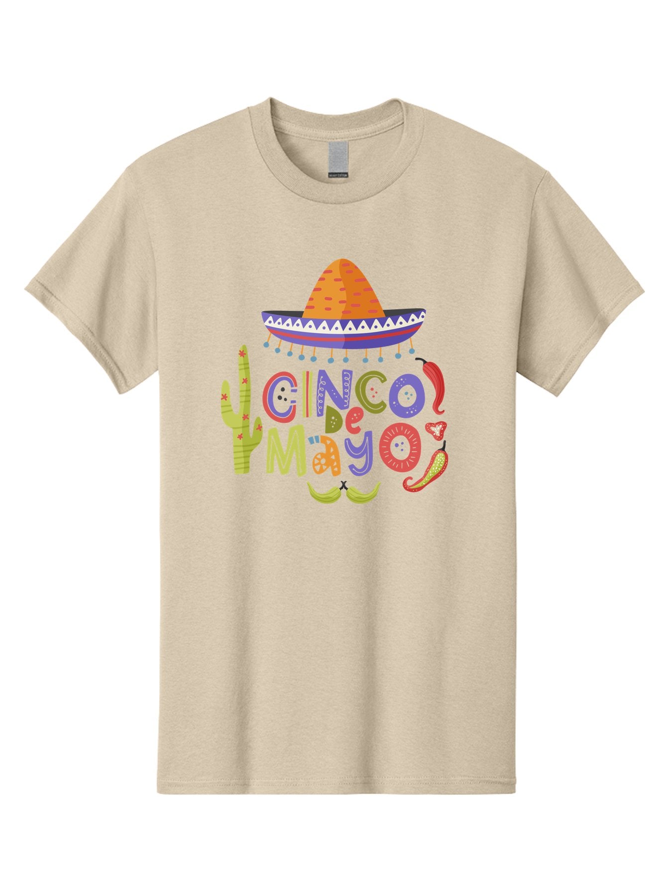 Cinco-De-Mayo-2 Men'S Graphic Tee, 100% Cotton, Comfortable Casual Summer Wear, Machine Washable, Cinco De Mayo, Mexican Holiday, Festive Celebration, Colorful Sombrero, Cactus, Chili Peppers, Vibrant Colors, Fiesta Theme, Party Decoration, -  Aaa234 5