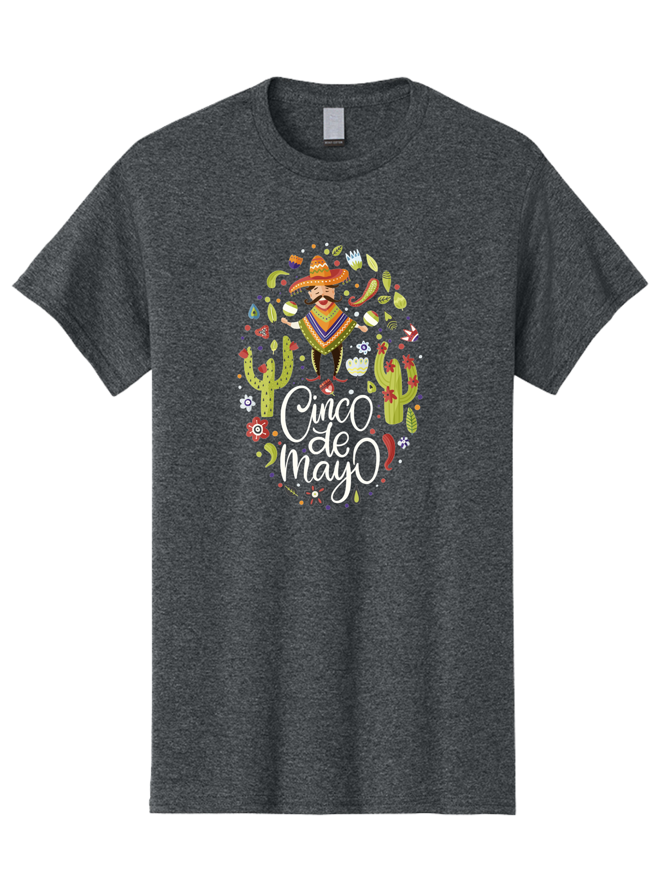 Cinco-De-Mayo-3 Men'S Graphic Tee, 100% Cotton, Comfortable Casual Summer Wear, Machine Washable, Mexican Fiesta, Cultural Celebration, Vibrant Colors, Mariachi Man, Cacti, Flowers, Festive Decorations, Traditional Attire, Party Atmosphere, -  Aaa235