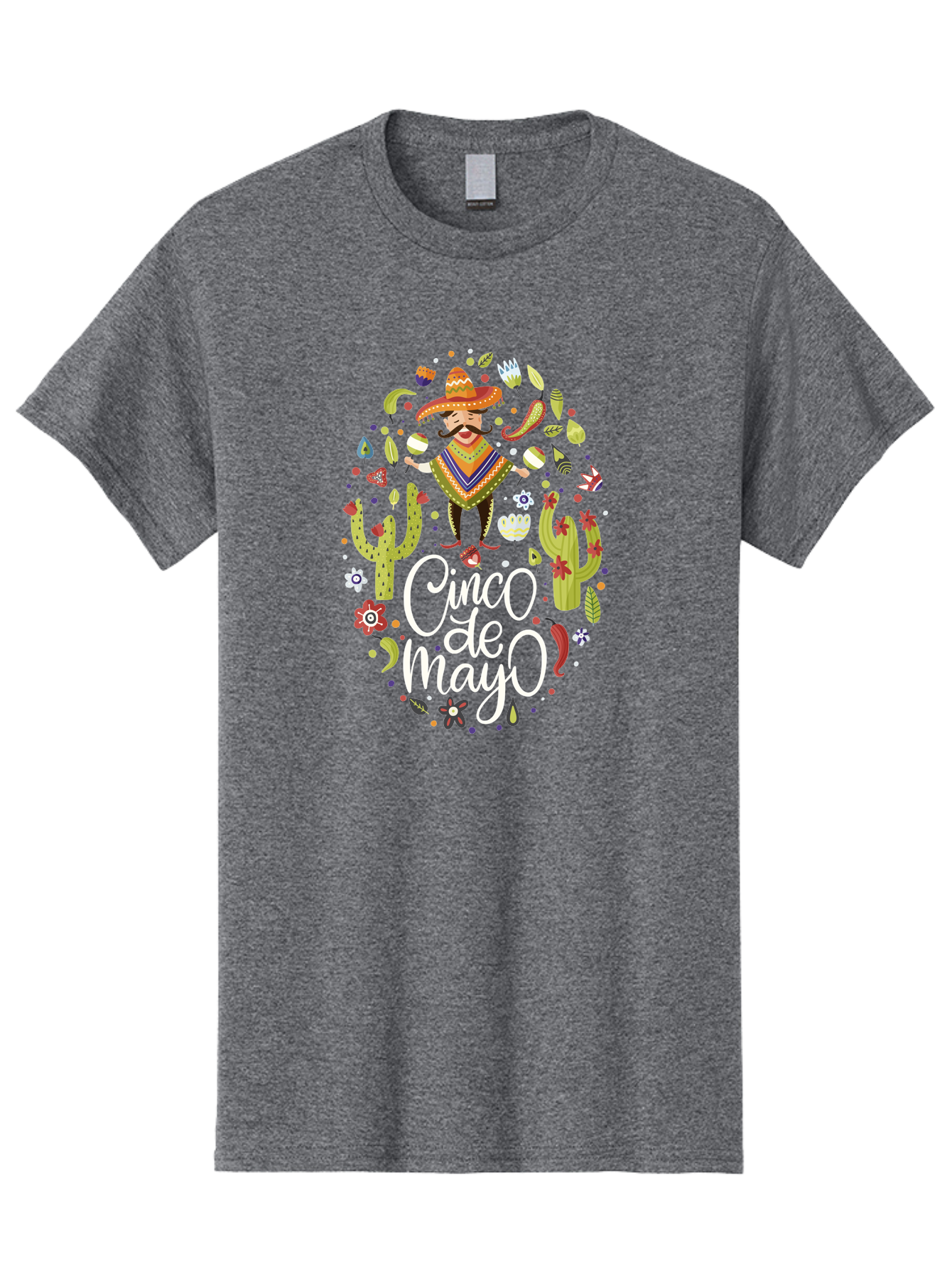 Cinco-De-Mayo-3 Men'S Graphic Tee, 100% Cotton, Comfortable Casual Summer Wear, Machine Washable, Mexican Fiesta, Cultural Celebration, Vibrant Colors, Mariachi Man, Cacti, Flowers, Festive Decorations, Traditional Attire, Party Atmosphere, -  Aaa235 5