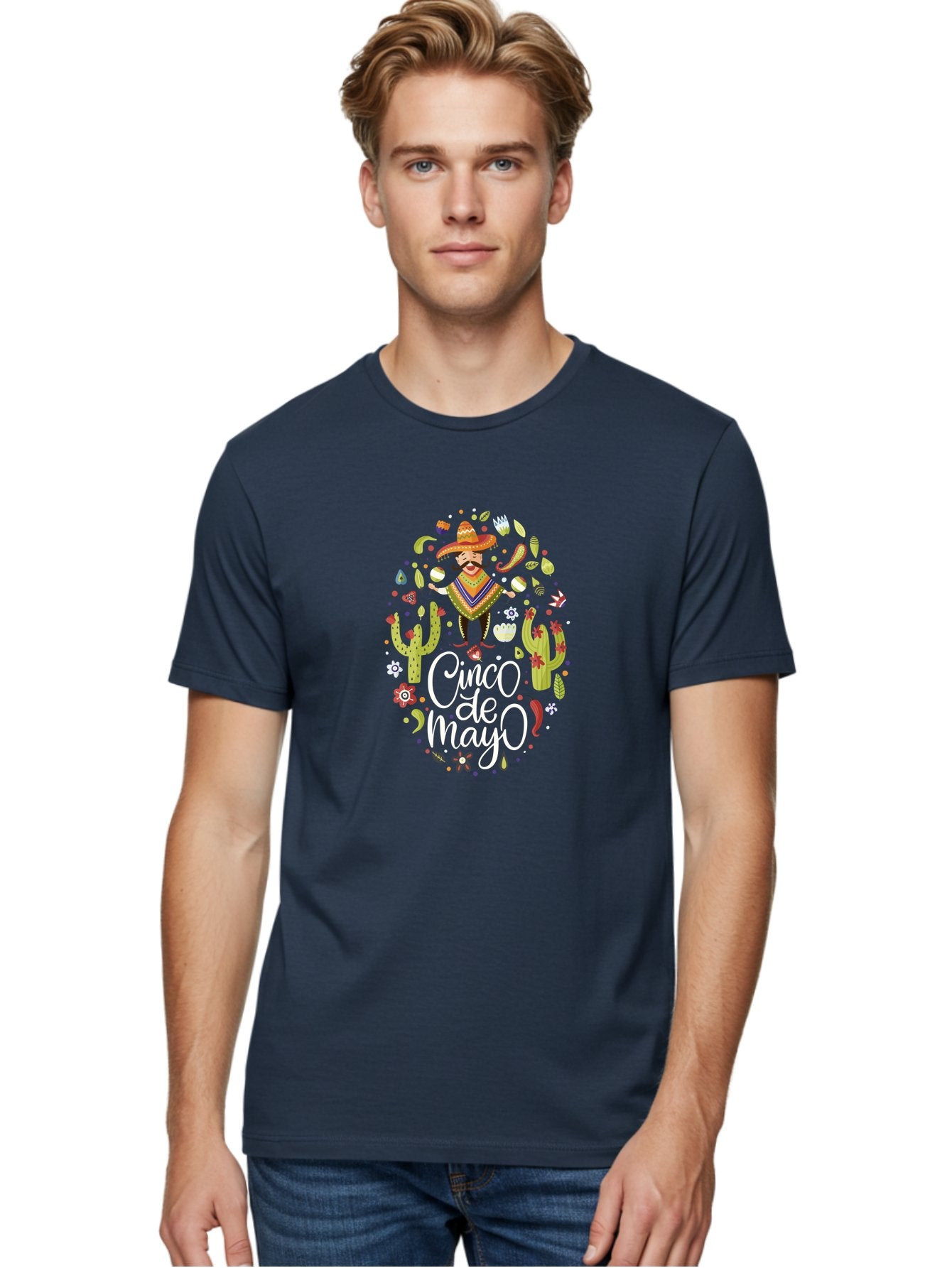 Cinco-De-Mayo-3 Men'S Graphic Tee, 100% Cotton, Comfortable Casual Summer Wear, Machine Washable, Mexican Fiesta, Cultural Celebration, Vibrant Colors, Mariachi Man, Cacti, Flowers, Festive Decorations, Traditional Attire, Party Atmosphere, -  Aaa235 12