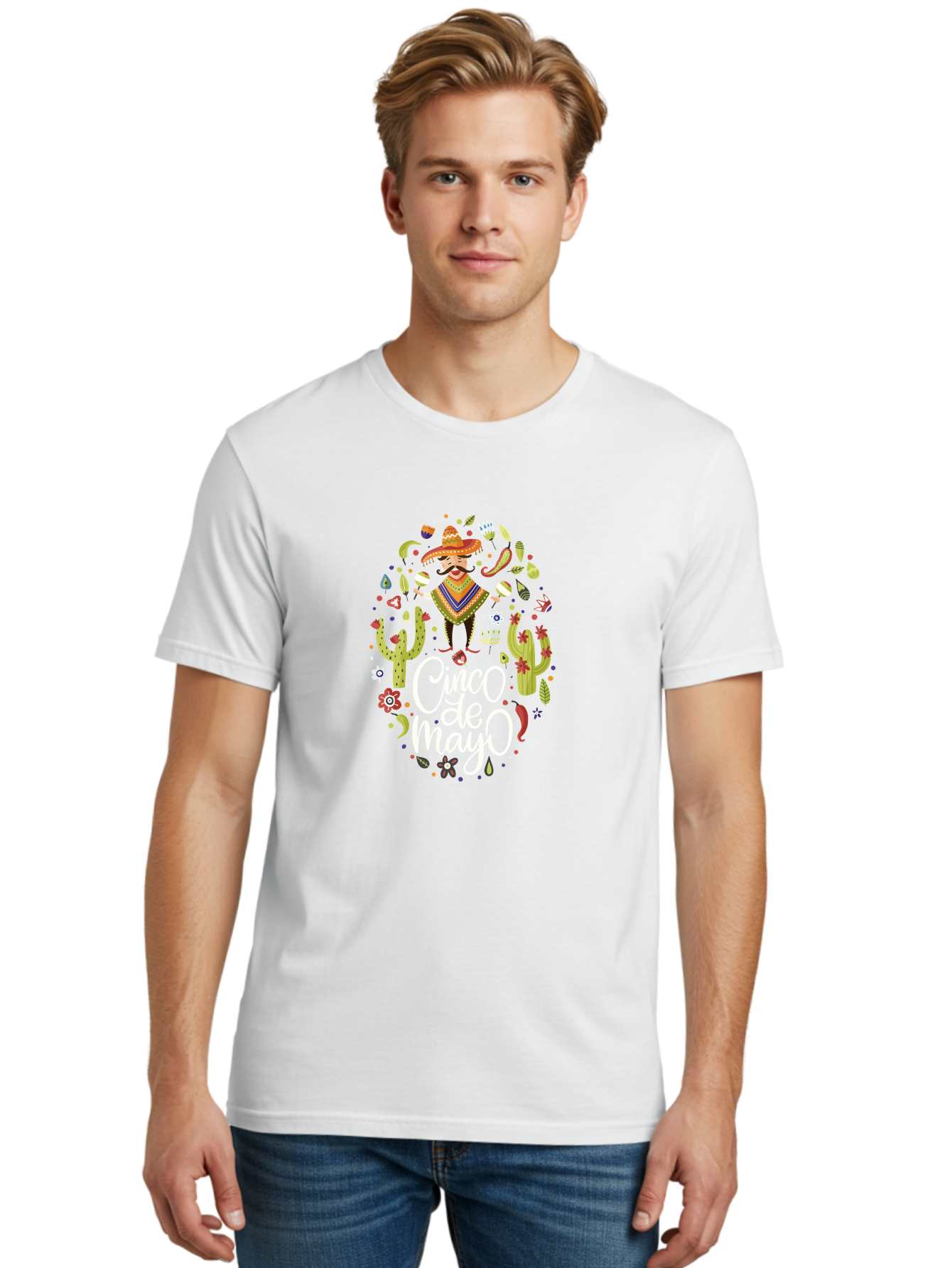 Cinco-De-Mayo-3 Men'S Graphic Tee, 100% Cotton, Comfortable Casual Summer Wear, Machine Washable, Mexican Fiesta, Cultural Celebration, Vibrant Colors, Mariachi Man, Cacti, Flowers, Festive Decorations, Traditional Attire, Party Atmosphere, -  Aaa235 4