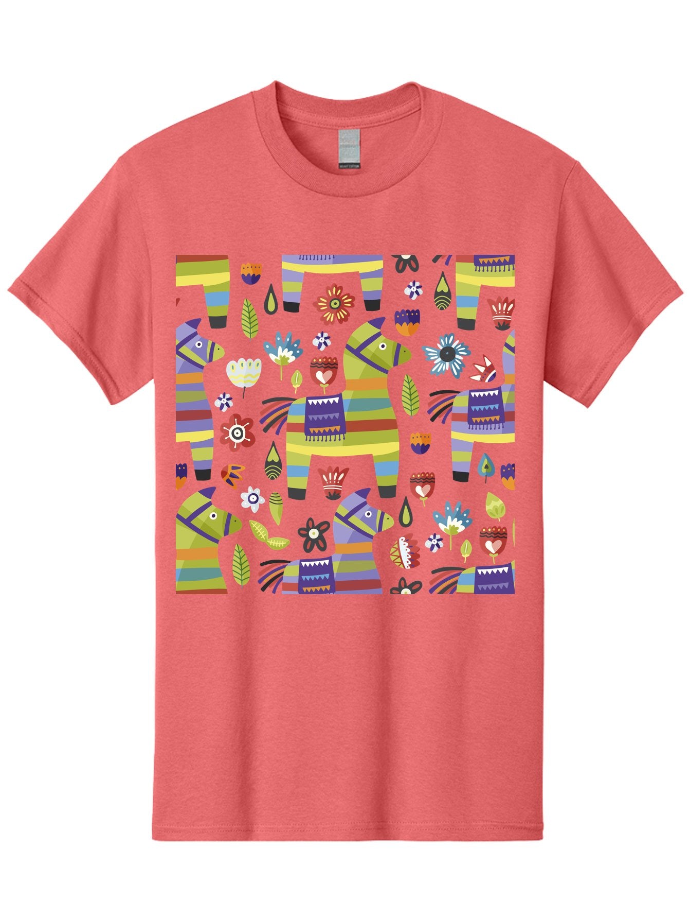 Colorful-Pattern Men'S Graphic Tee, 100% Cotton, Comfortable Casual Summer Wear, Machine Washable, Colorful Fish Pattern, Vibrant Flowers, Playful Design, Striped Elements, Whimsical Shapes, Abstract Art -  Aaa241 11