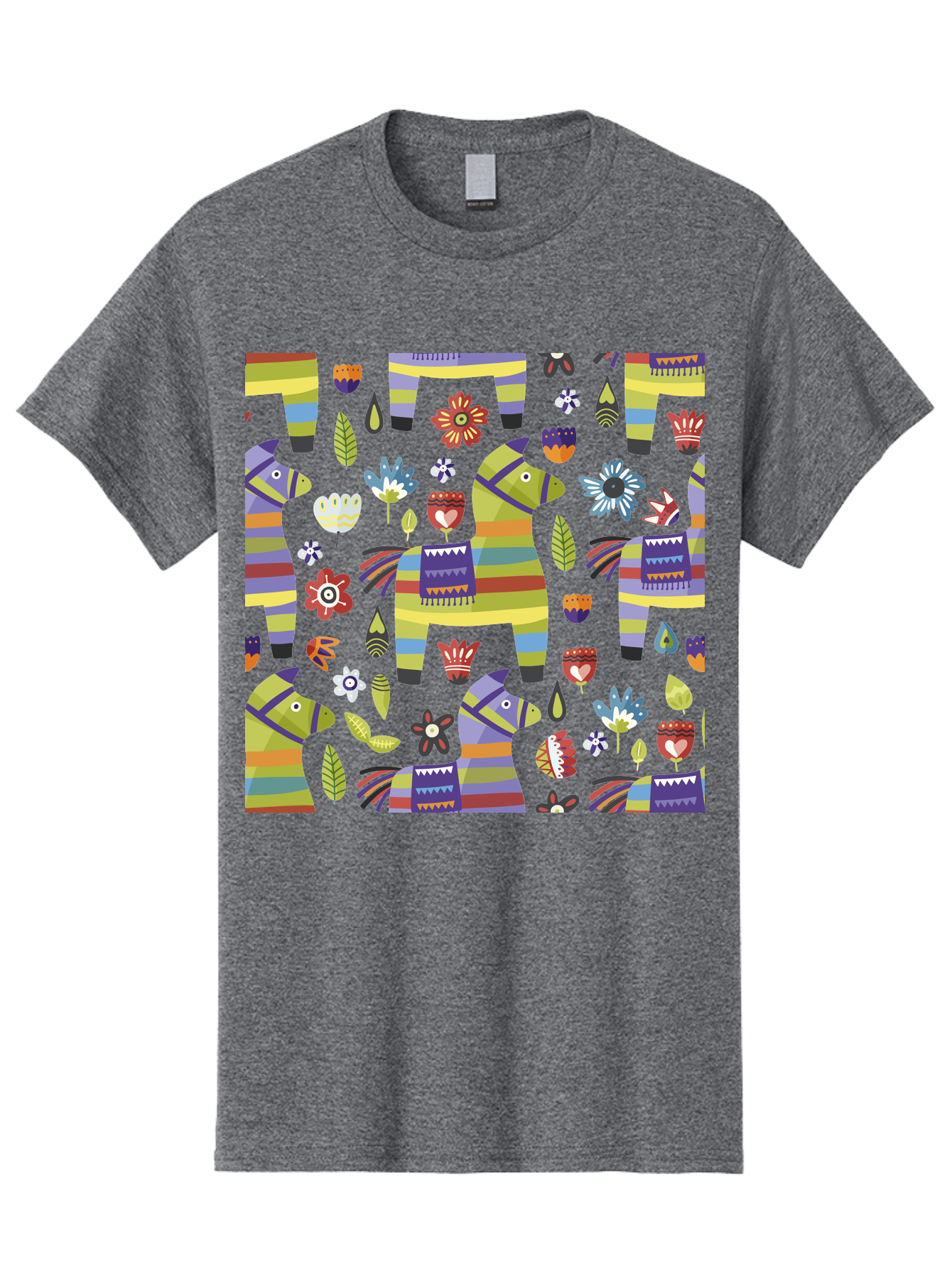 Colorful-Pattern Men'S Graphic Tee, 100% Cotton, Comfortable Casual Summer Wear, Machine Washable, Colorful Fish Pattern, Vibrant Flowers, Playful Design, Striped Elements, Whimsical Shapes, Abstract Art -  Aaa241 25