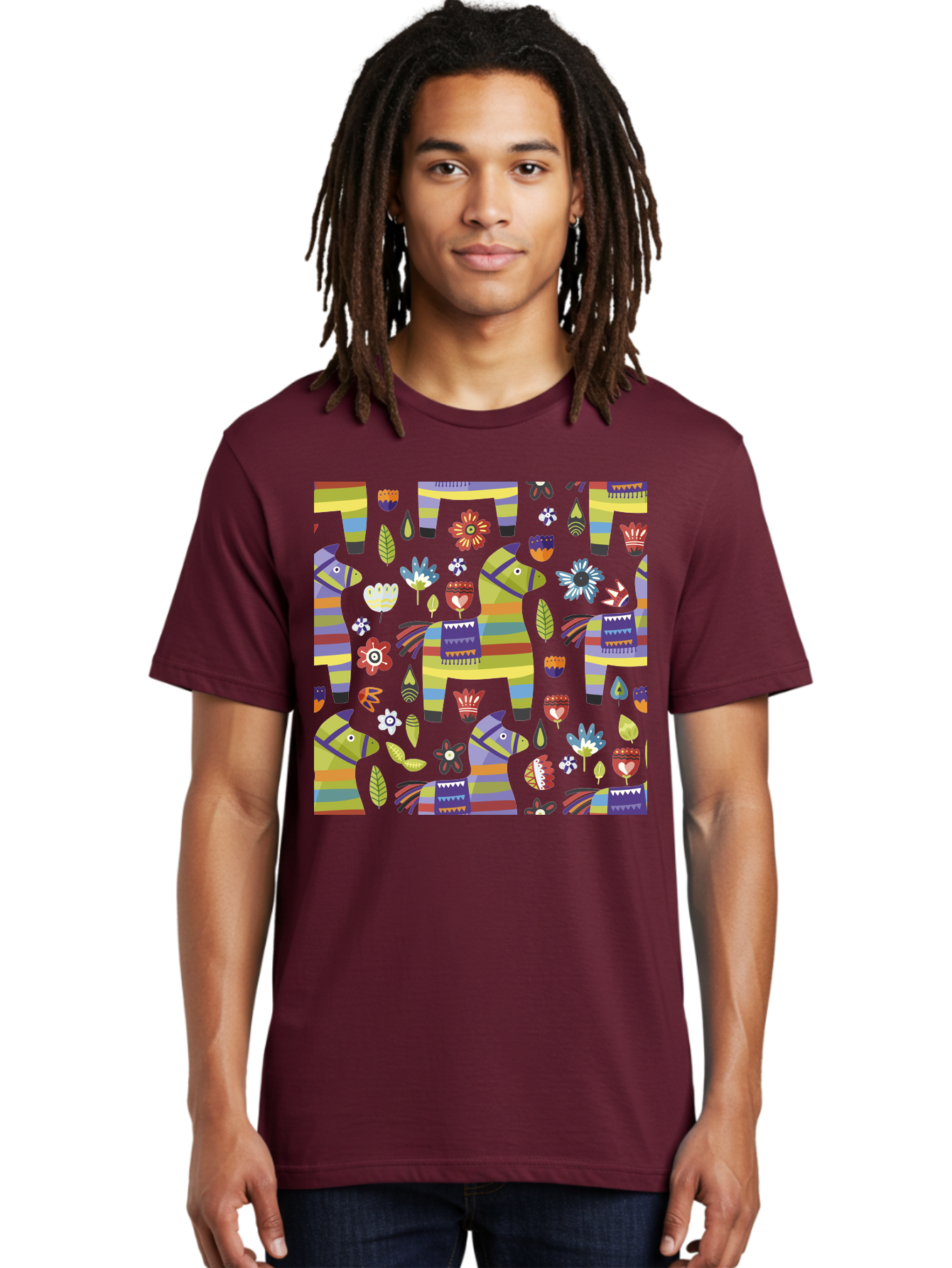 Colorful-Pattern Men'S Graphic Tee, 100% Cotton, Comfortable Casual Summer Wear, Machine Washable, Colorful Fish Pattern, Vibrant Flowers, Playful Design, Striped Elements, Whimsical Shapes, Abstract Art -  Aaa241 14