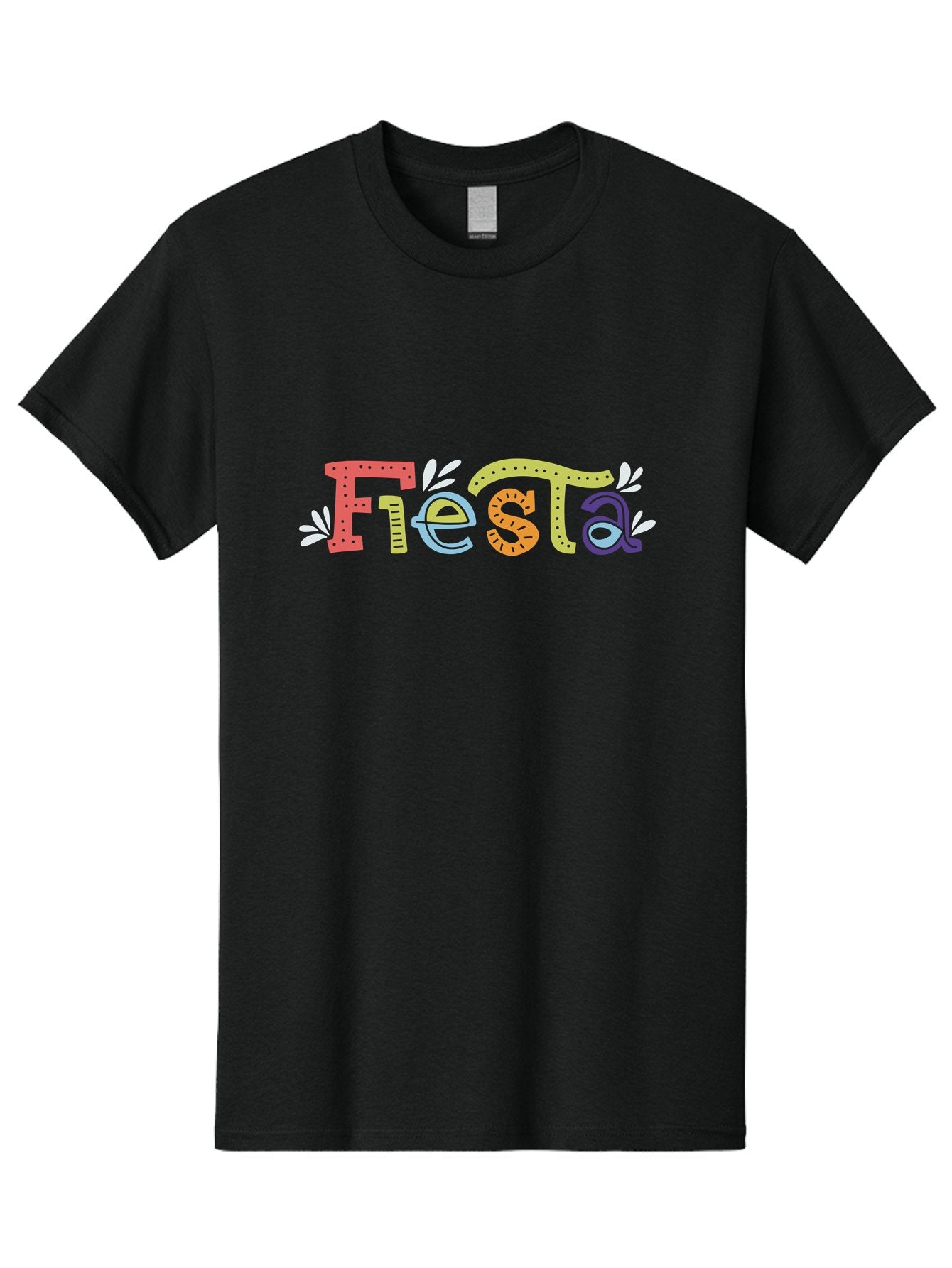 Fiesta-1 Men'S Graphic Tee, 100% Cotton, Comfortable Casual Summer Wear, Machine Washable, Vibrant Lettering, Colorful Text, Fiesta Theme, Festive Design, Celebration Graphics, Party Decoration, Multicolored Font, Decorative Leaves -  Aaa243 13