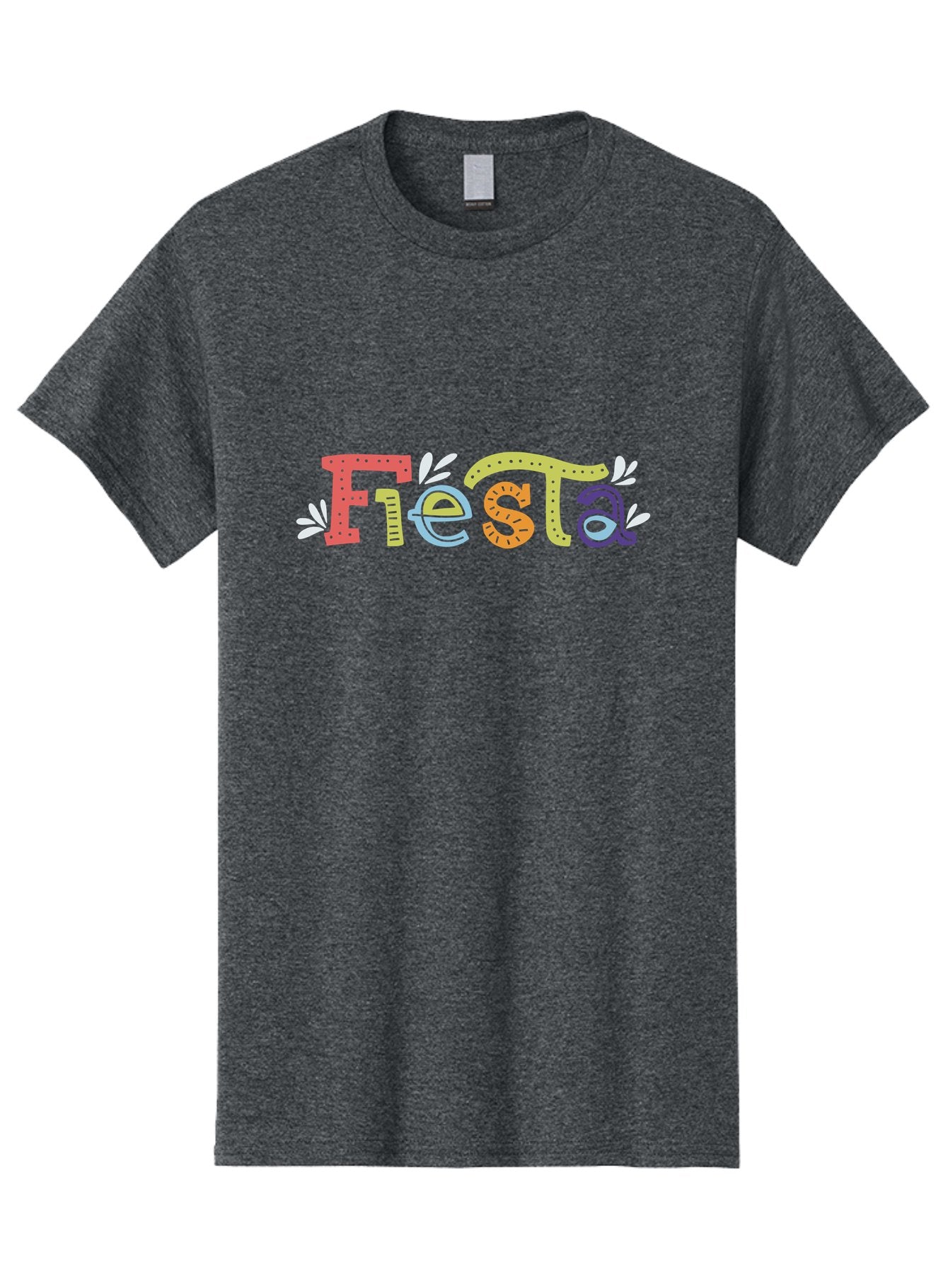 Fiesta-1 Men'S Graphic Tee, 100% Cotton, Comfortable Casual Summer Wear, Machine Washable, Vibrant Lettering, Colorful Text, Fiesta Theme, Festive Design, Celebration Graphics, Party Decoration, Multicolored Font, Decorative Leaves -  Aaa243 15