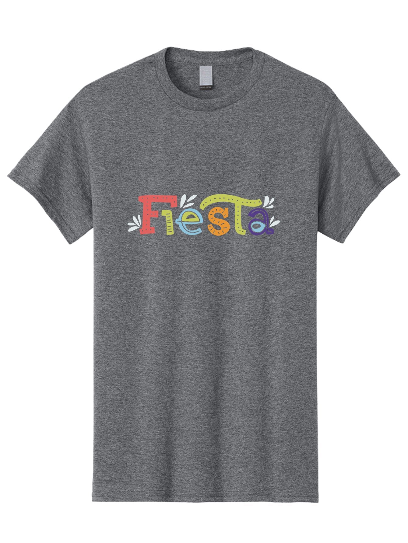 Fiesta-1 Men'S Graphic Tee, 100% Cotton, Comfortable Casual Summer Wear, Machine Washable, Vibrant Lettering, Colorful Text, Fiesta Theme, Festive Design, Celebration Graphics, Party Decoration, Multicolored Font, Decorative Leaves -  Aaa243 25