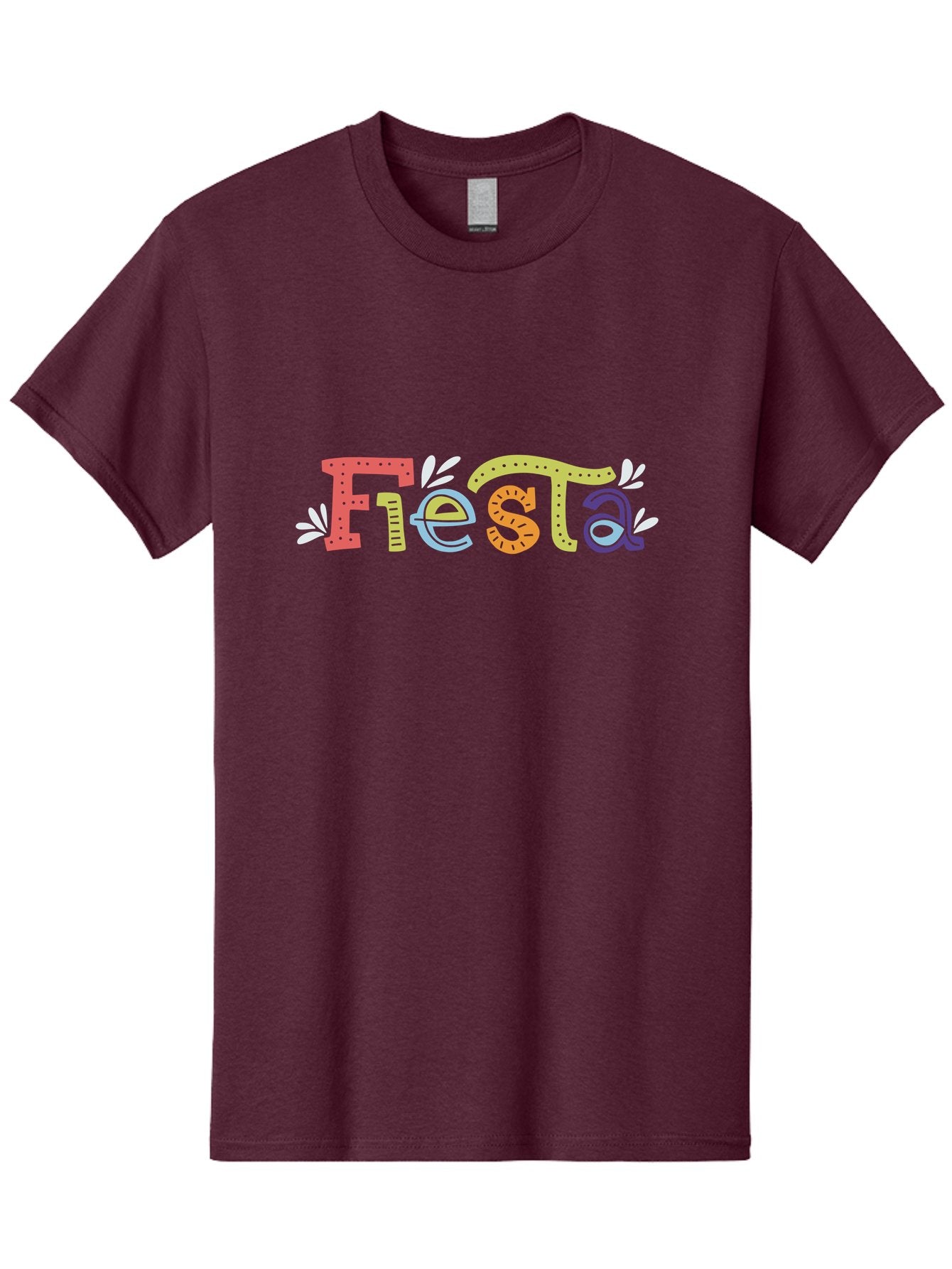 Fiesta-1 Men'S Graphic Tee, 100% Cotton, Comfortable Casual Summer Wear, Machine Washable, Vibrant Lettering, Colorful Text, Fiesta Theme, Festive Design, Celebration Graphics, Party Decoration, Multicolored Font, Decorative Leaves -  Aaa243 11