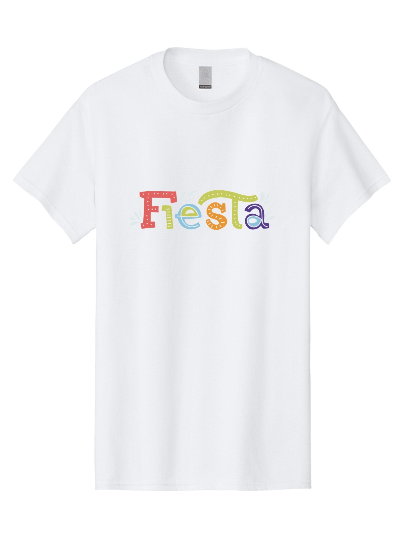Fiesta-1 Men'S Graphic Tee, 100% Cotton, Comfortable Casual Summer Wear, Machine Washable, Vibrant Lettering, Colorful Text, Fiesta Theme, Festive Design, Celebration Graphics, Party Decoration, Multicolored Font, Decorative Leaves -  Aaa243 23