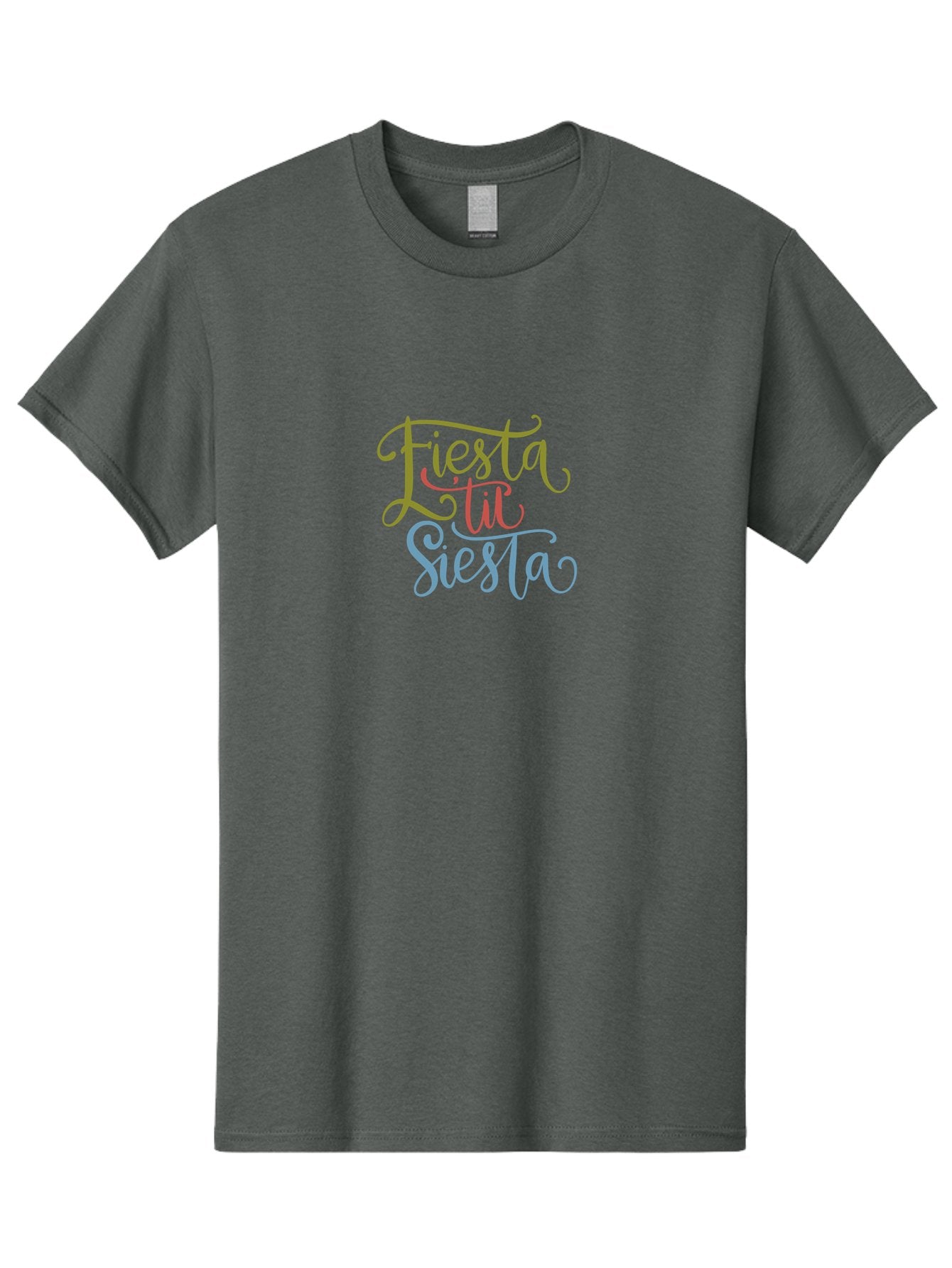 Fiesta-La-Siesta Men'S Graphic Tee, 100% Cotton, Comfortable Casual Summer Wear, Machine Washable, Festive Typography, Vibrant Colors, Party Vibes, Celebration, Colorful Gradient, Fiesta La Siesta, Elegant Design, Artistic Font, -  Aaa245 15
