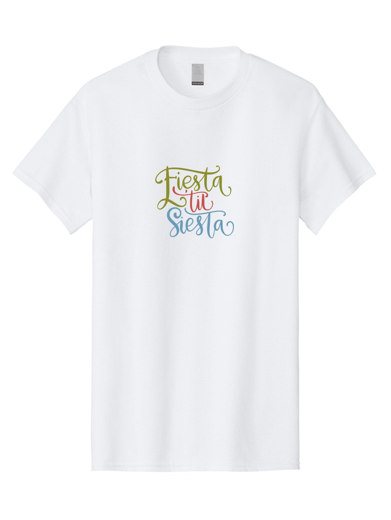 Fiesta-La-Siesta Men'S Graphic Tee, 100% Cotton, Comfortable Casual Summer Wear, Machine Washable, Festive Typography, Vibrant Colors, Party Vibes, Celebration, Colorful Gradient, Fiesta La Siesta, Elegant Design, Artistic Font, -  Aaa245 21
