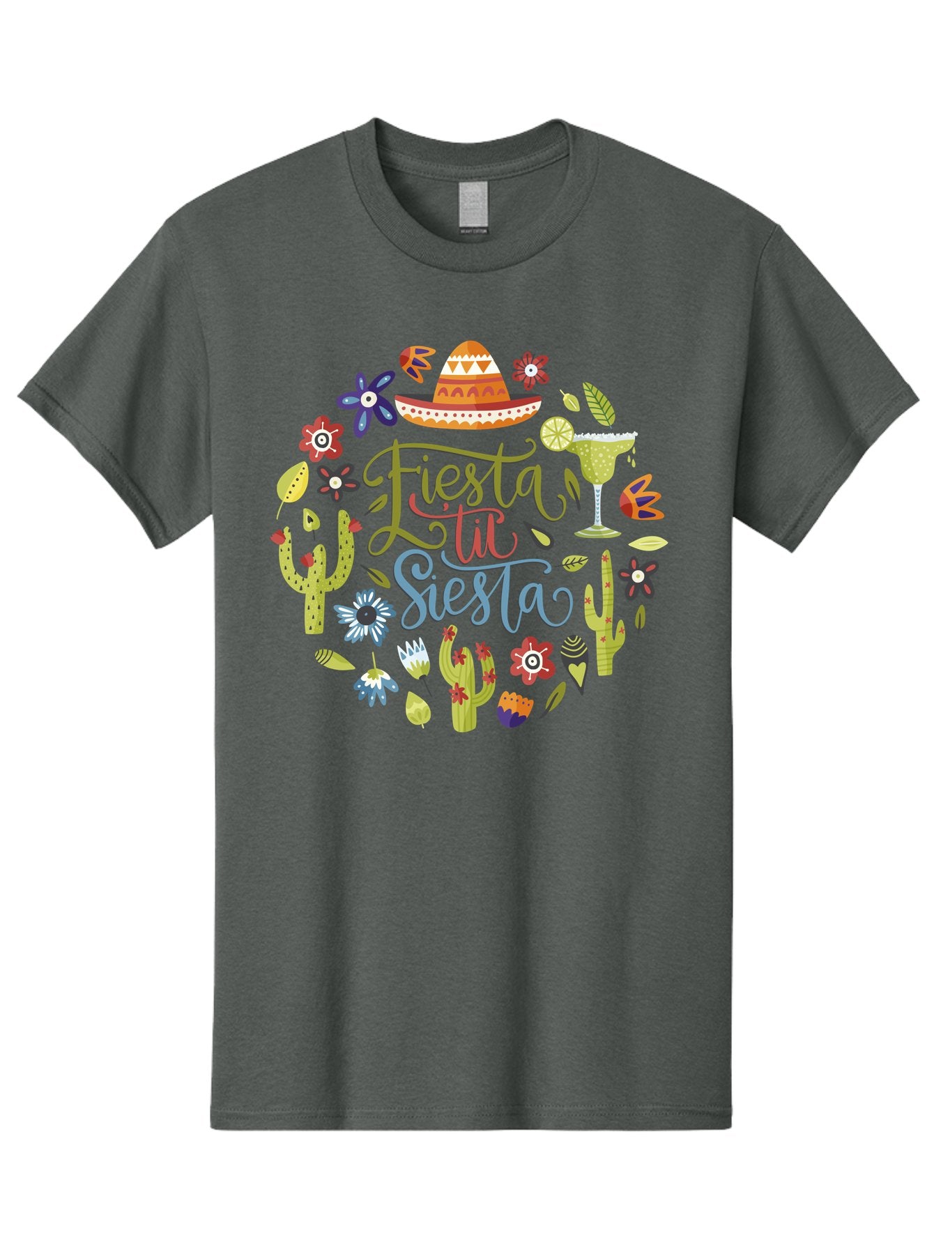 Fiesta-Till-Siesta Men'S Graphic Tee, 100% Cotton, Comfortable Casual Summer Wear, Machine Washable, Fiesta, Siesta, Colorful Flowers, Cacti, Sombrero, Margarita Glass, Margarita, Party, Celebration, Mexican Culture, Vibrant Colors, -  Aaa247 9