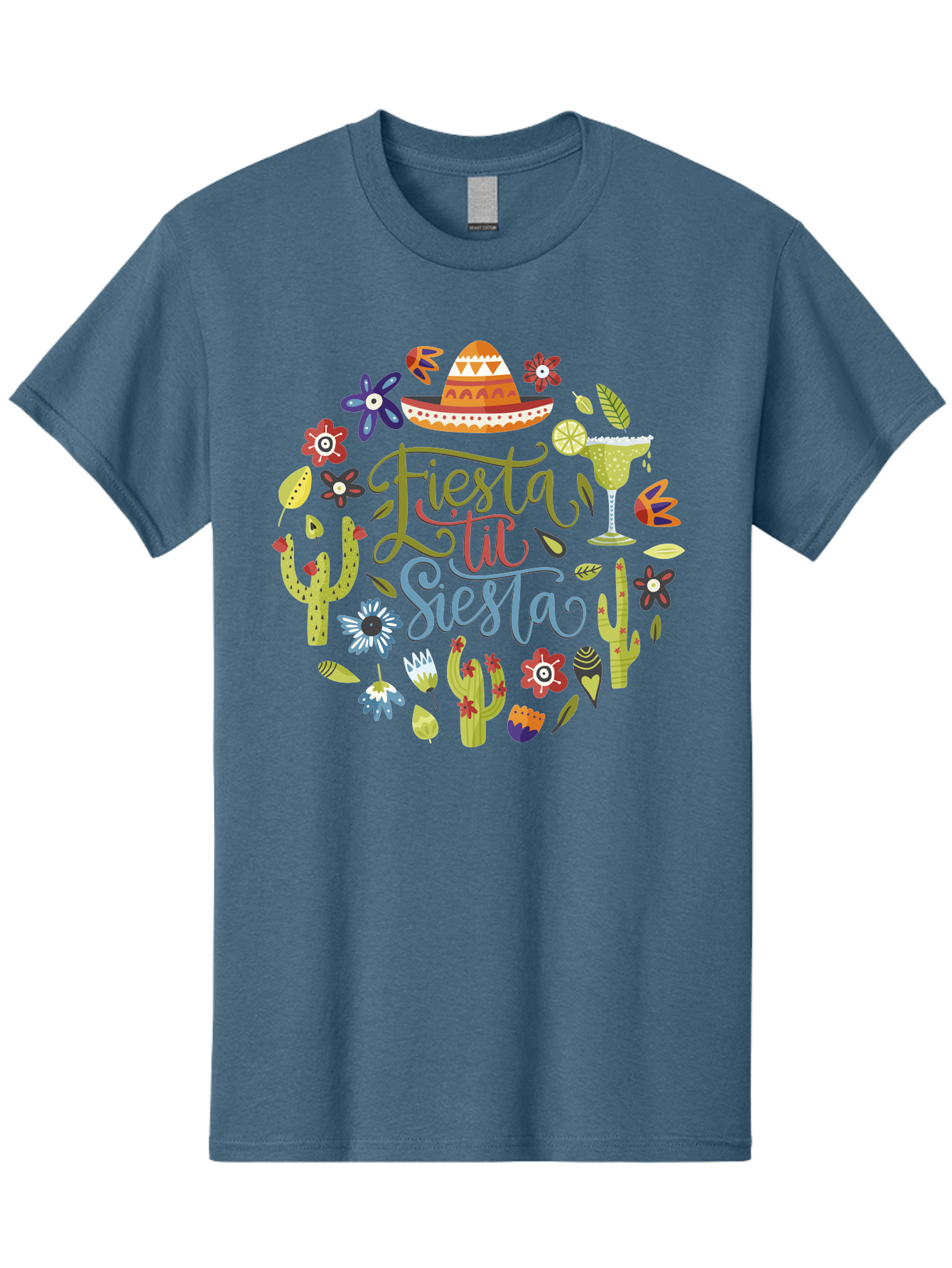 Fiesta-Till-Siesta Men'S Graphic Tee, 100% Cotton, Comfortable Casual Summer Wear, Machine Washable, Fiesta, Siesta, Colorful Flowers, Cacti, Sombrero, Margarita Glass, Margarita, Party, Celebration, Mexican Culture, Vibrant Colors, -  Aaa247 17