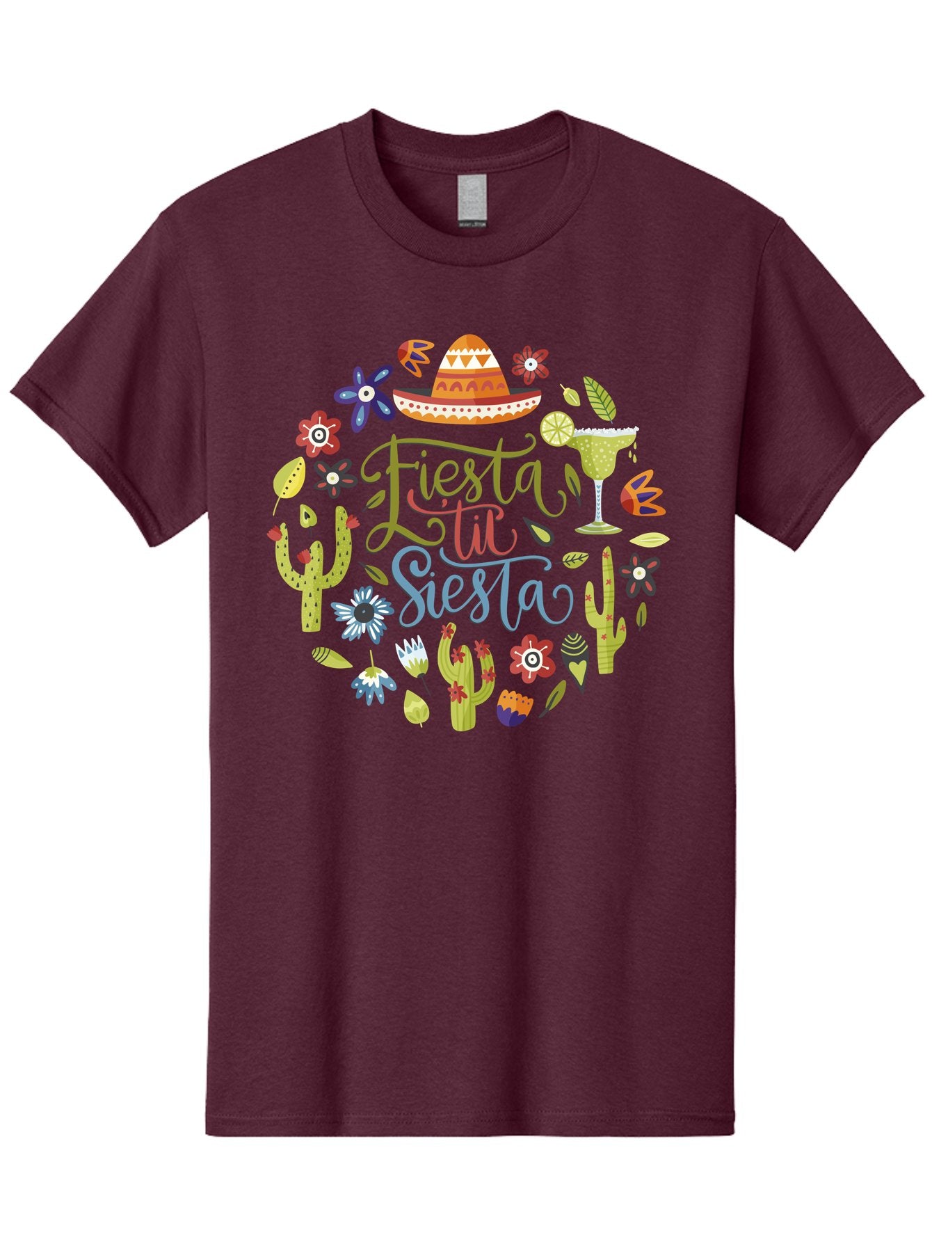 Fiesta-Till-Siesta Men'S Graphic Tee, 100% Cotton, Comfortable Casual Summer Wear, Machine Washable, Fiesta, Siesta, Colorful Flowers, Cacti, Sombrero, Margarita Glass, Margarita, Party, Celebration, Mexican Culture, Vibrant Colors, -  Aaa247 19