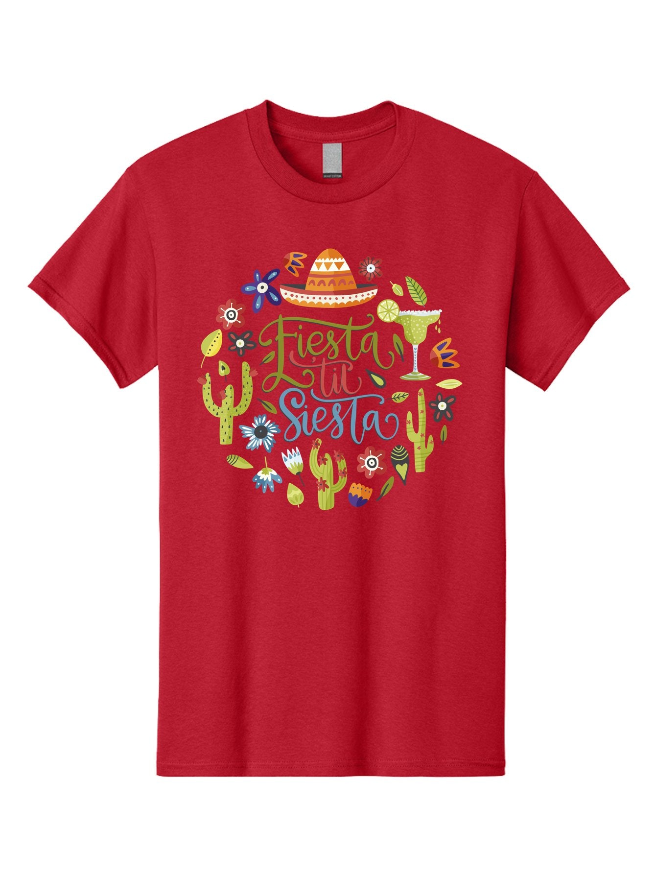 Fiesta-Till-Siesta Men'S Graphic Tee, 100% Cotton, Comfortable Casual Summer Wear, Machine Washable, Fiesta, Siesta, Colorful Flowers, Cacti, Sombrero, Margarita Glass, Margarita, Party, Celebration, Mexican Culture, Vibrant Colors, -  Aaa247 11