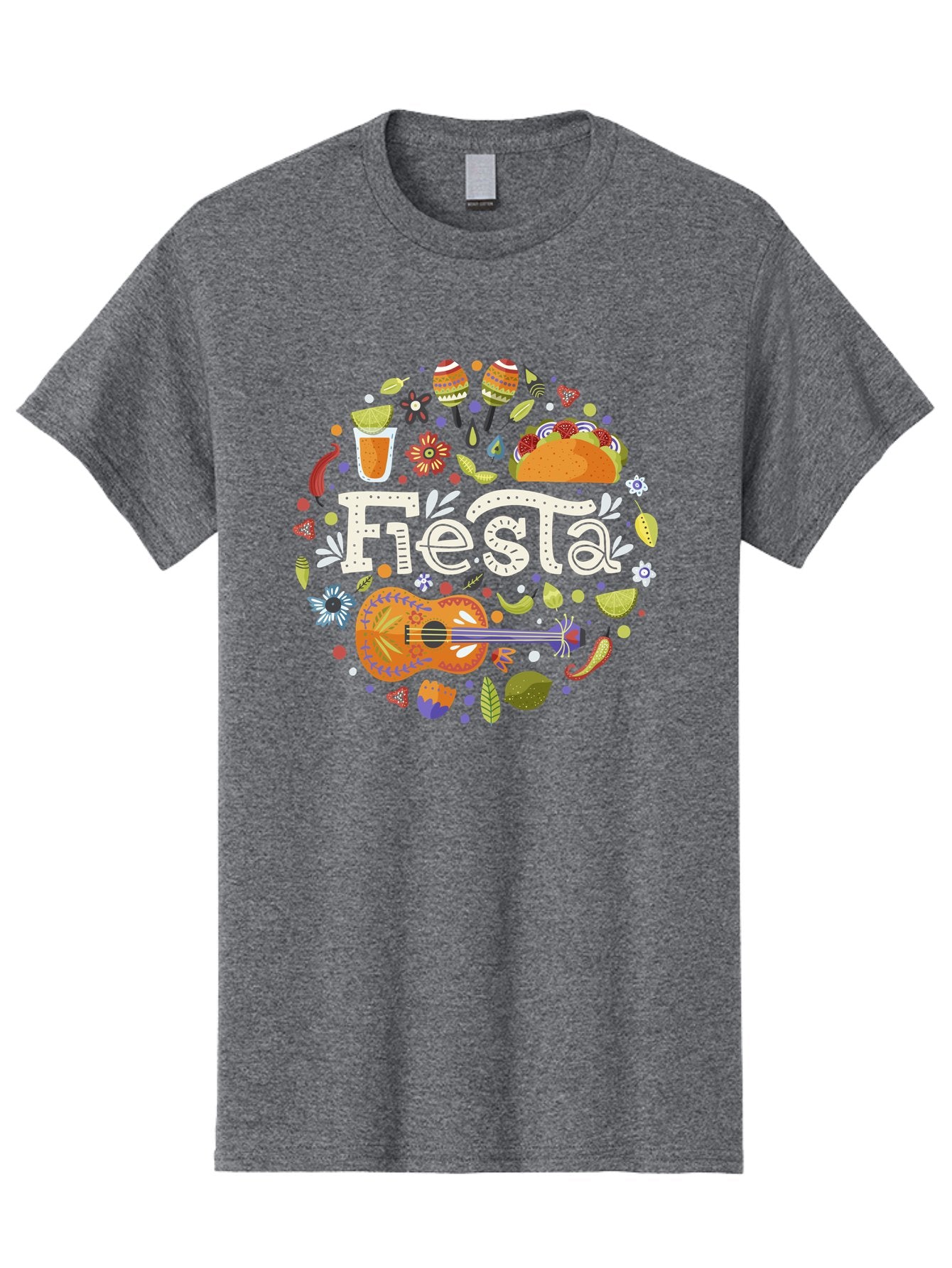 Fiesta Men'S Graphic Tee, 100% Cotton, Comfortable Casual Summer Wear, Machine Washable, Latin American Party, Festive Celebration, Traditional Food, Folk Music, Vibrant Culture, Colorful Flowers, Lively Atmosphere, Dance And Music, -  Aaa249 17