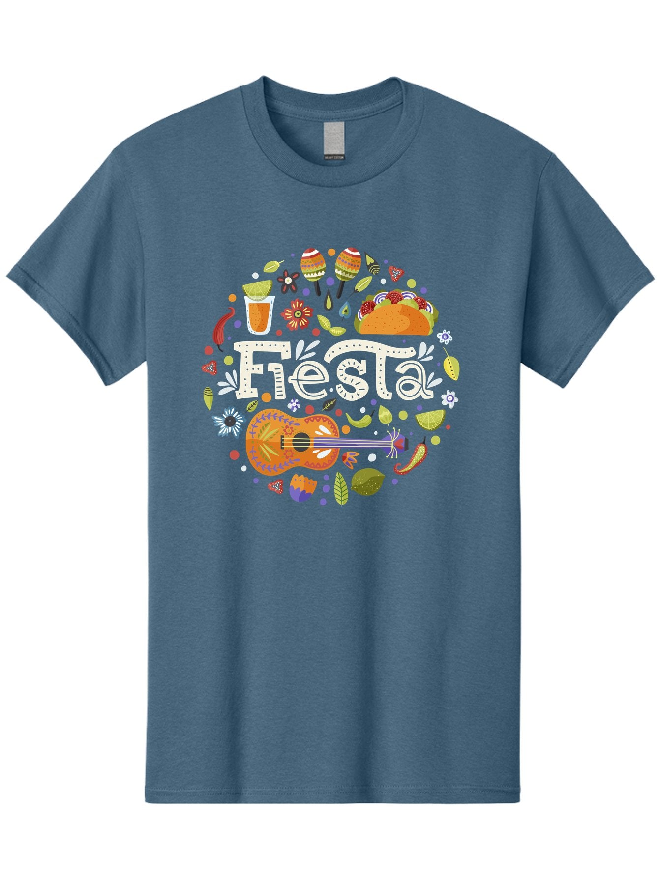 Fiesta Men'S Graphic Tee, 100% Cotton, Comfortable Casual Summer Wear, Machine Washable, Latin American Party, Festive Celebration, Traditional Food, Folk Music, Vibrant Culture, Colorful Flowers, Lively Atmosphere, Dance And Music, -  Aaa249 19