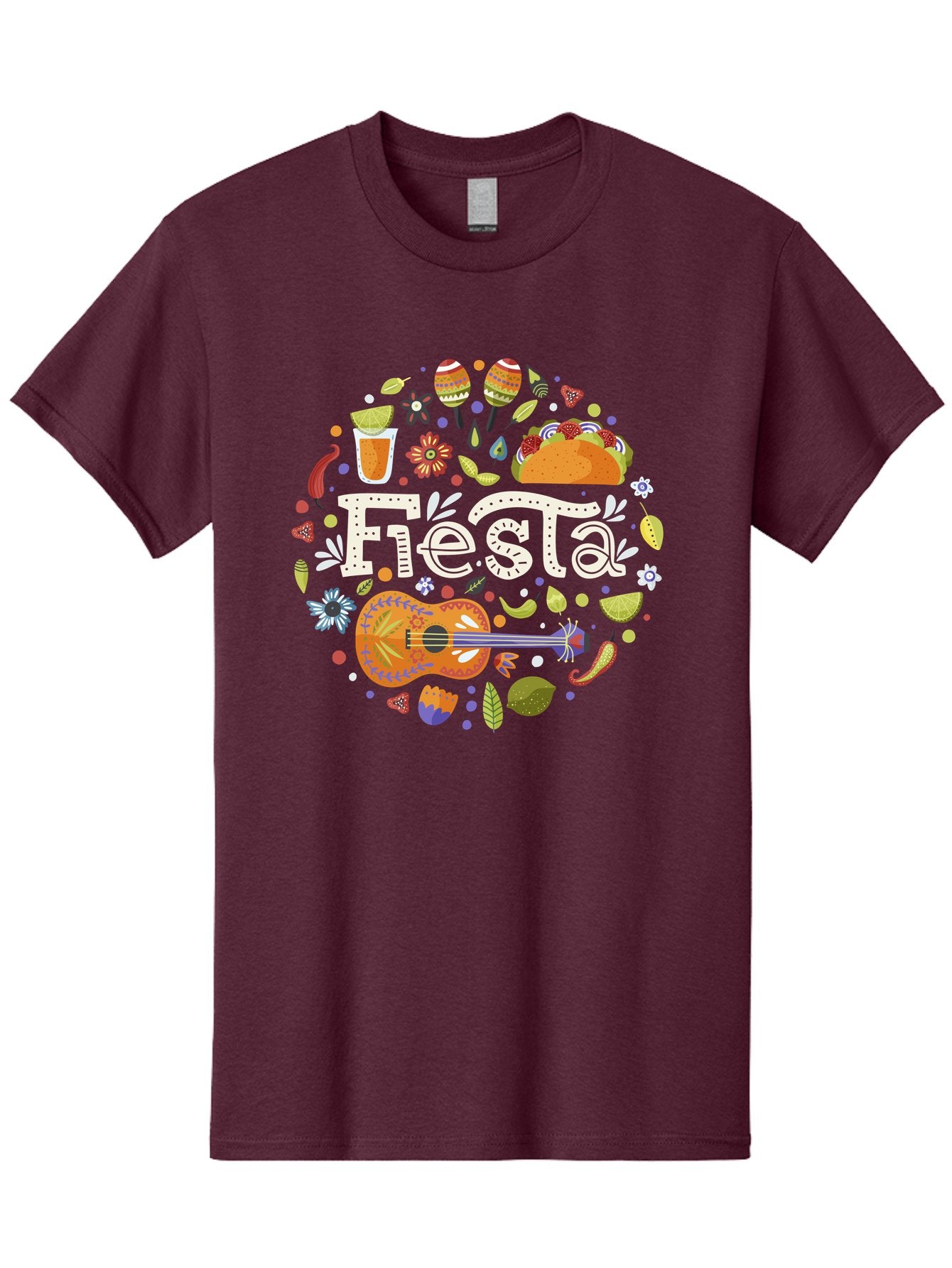 Fiesta Men'S Graphic Tee, 100% Cotton, Comfortable Casual Summer Wear, Machine Washable, Latin American Party, Festive Celebration, Traditional Food, Folk Music, Vibrant Culture, Colorful Flowers, Lively Atmosphere, Dance And Music, -  Aaa249 23
