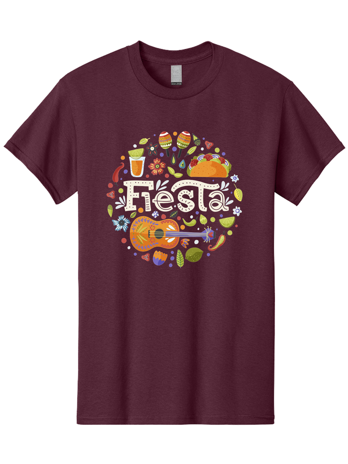 Fiesta Men'S Graphic Tee, 100% Cotton, Comfortable Casual Summer Wear, Machine Washable, Latin American Party, Festive Celebration, Traditional Food, Folk Music, Vibrant Culture, Colorful Flowers, Lively Atmosphere, Dance And Music, -  Aaa249 9