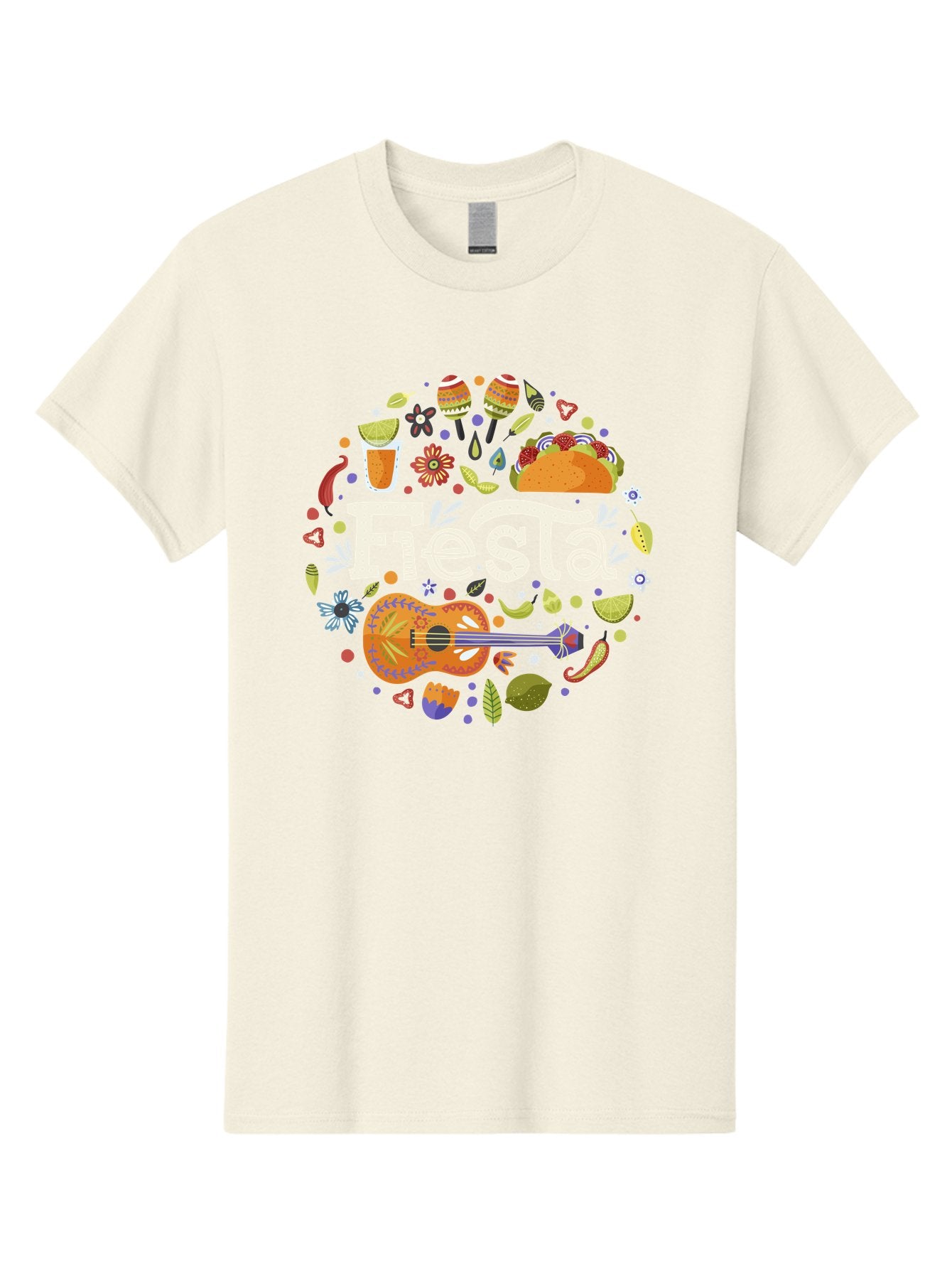 Fiesta Men'S Graphic Tee, 100% Cotton, Comfortable Casual Summer Wear, Machine Washable, Latin American Party, Festive Celebration, Traditional Food, Folk Music, Vibrant Culture, Colorful Flowers, Lively Atmosphere, Dance And Music, -  Aaa249 13