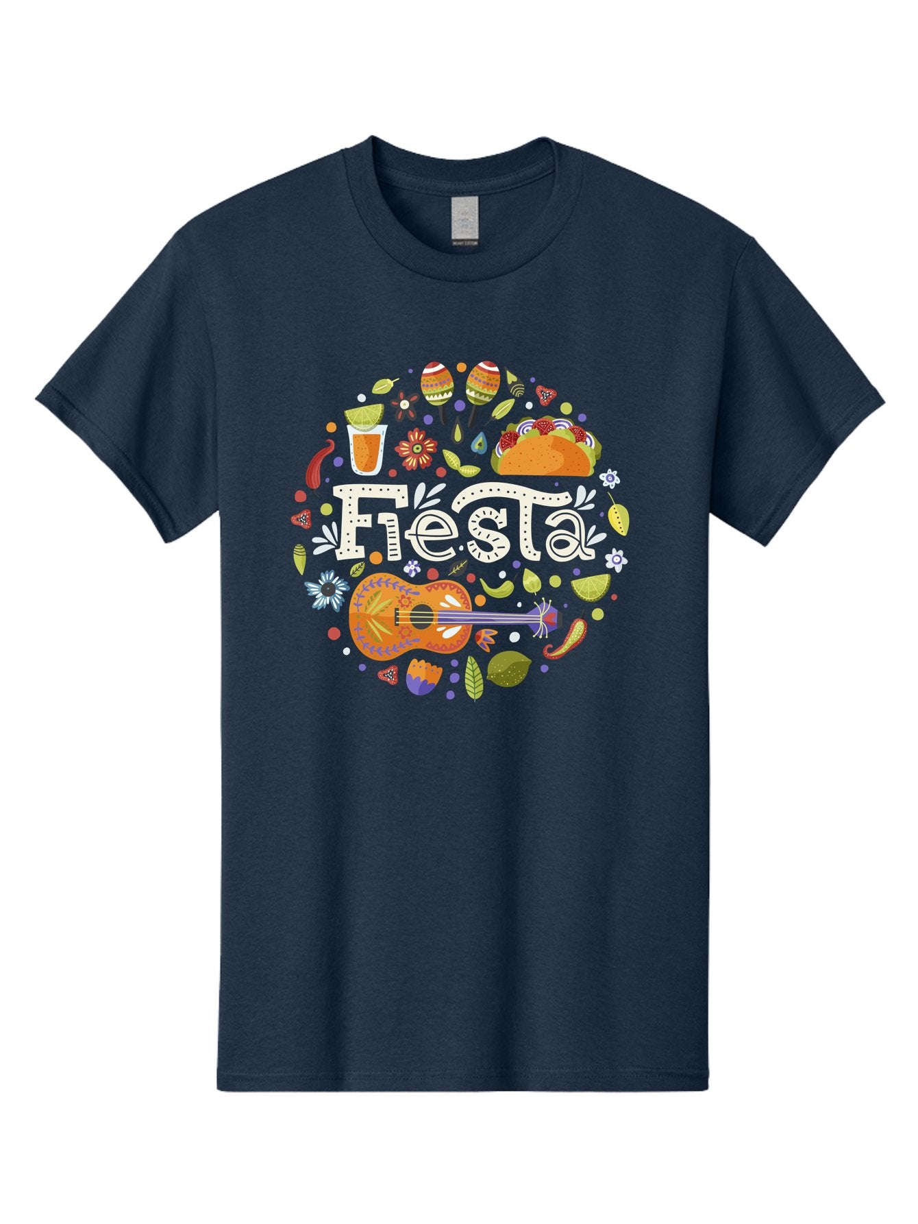 Fiesta Men'S Graphic Tee, 100% Cotton, Comfortable Casual Summer Wear, Machine Washable, Latin American Party, Festive Celebration, Traditional Food, Folk Music, Vibrant Culture, Colorful Flowers, Lively Atmosphere, Dance And Music, -  Aaa249 5