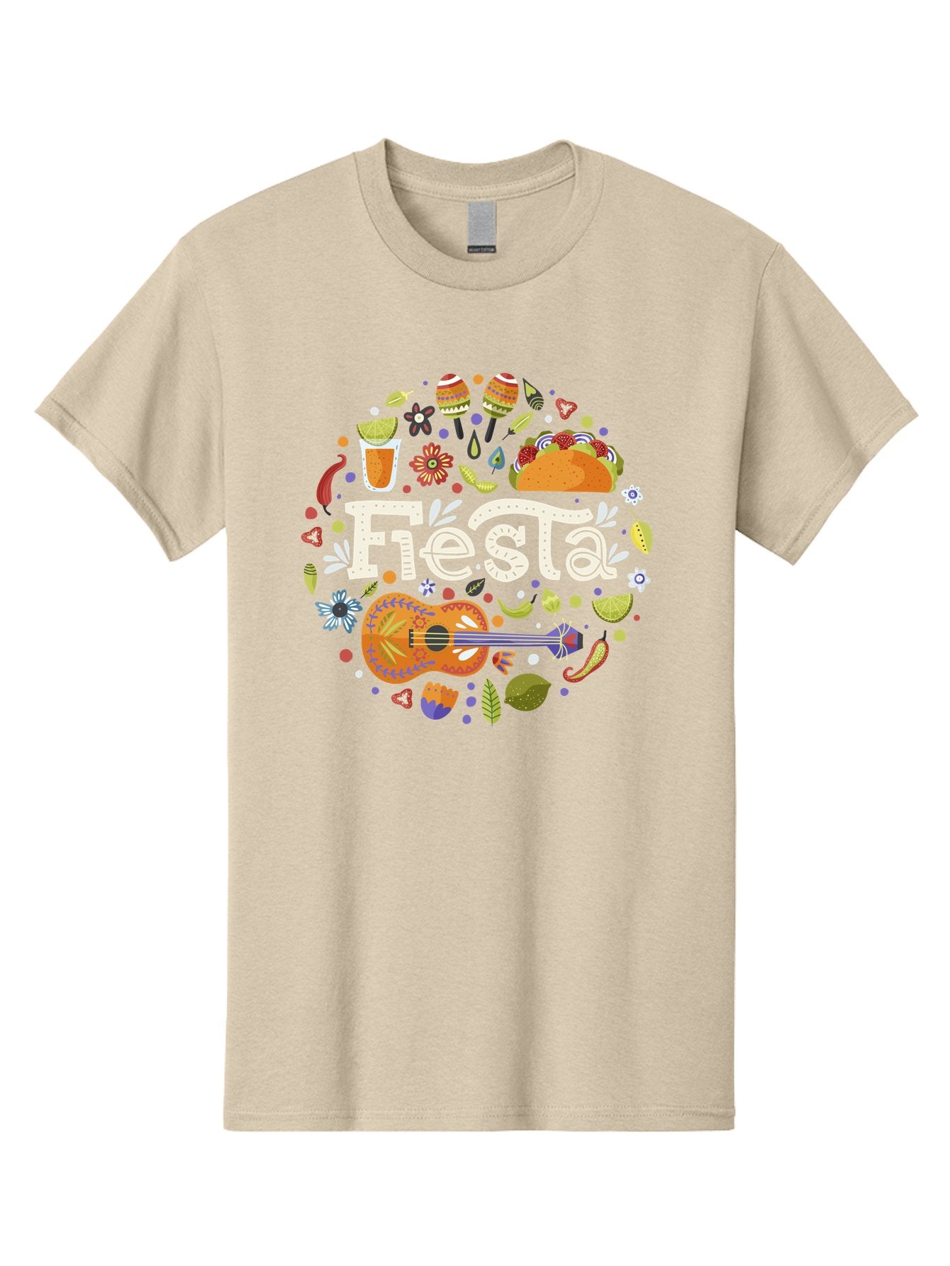 Fiesta Men'S Graphic Tee, 100% Cotton, Comfortable Casual Summer Wear, Machine Washable, Latin American Party, Festive Celebration, Traditional Food, Folk Music, Vibrant Culture, Colorful Flowers, Lively Atmosphere, Dance And Music, -  Aaa249 11