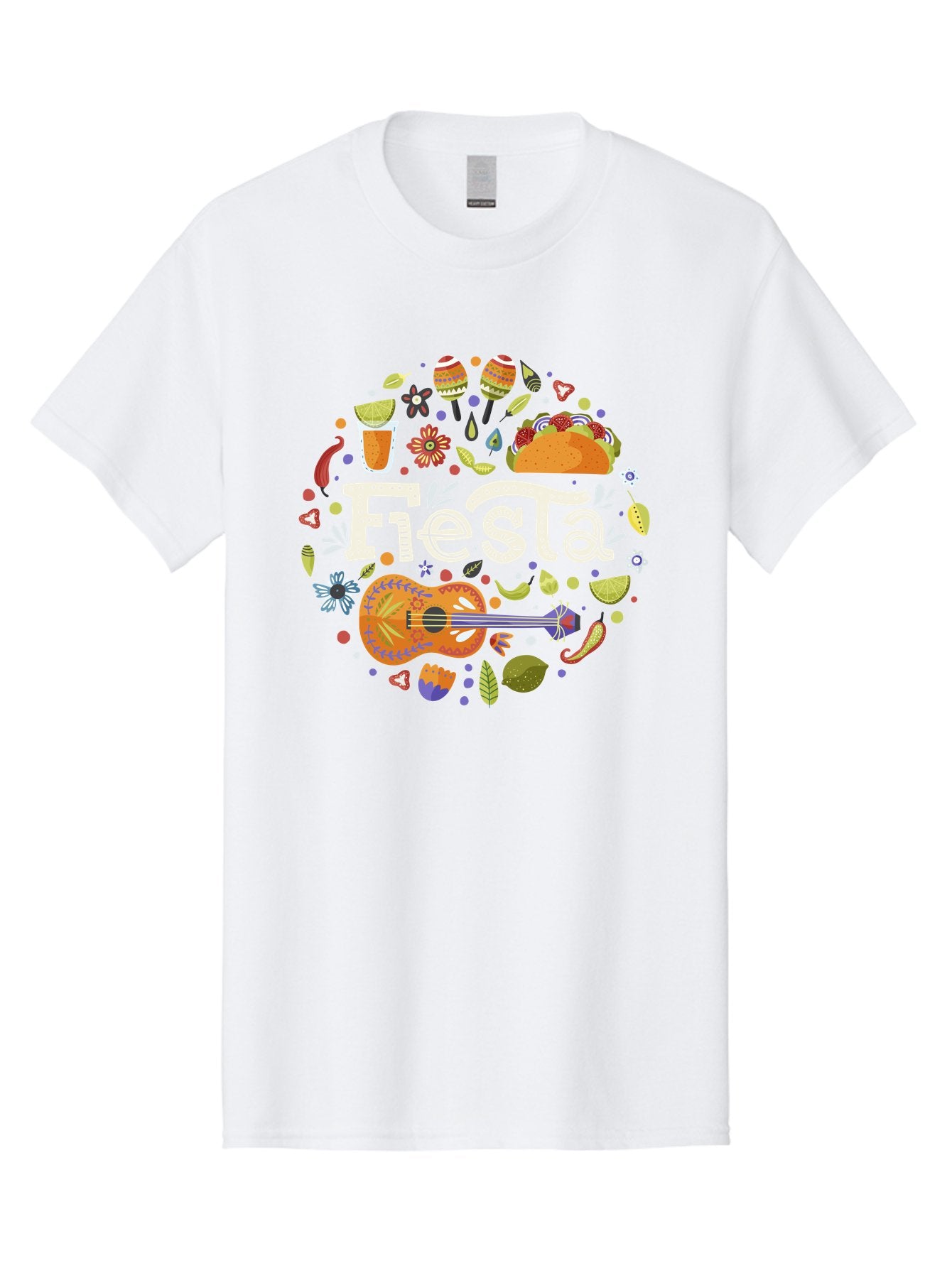 Fiesta Men'S Graphic Tee, 100% Cotton, Comfortable Casual Summer Wear, Machine Washable, Latin American Party, Festive Celebration, Traditional Food, Folk Music, Vibrant Culture, Colorful Flowers, Lively Atmosphere, Dance And Music, -  Aaa249 15