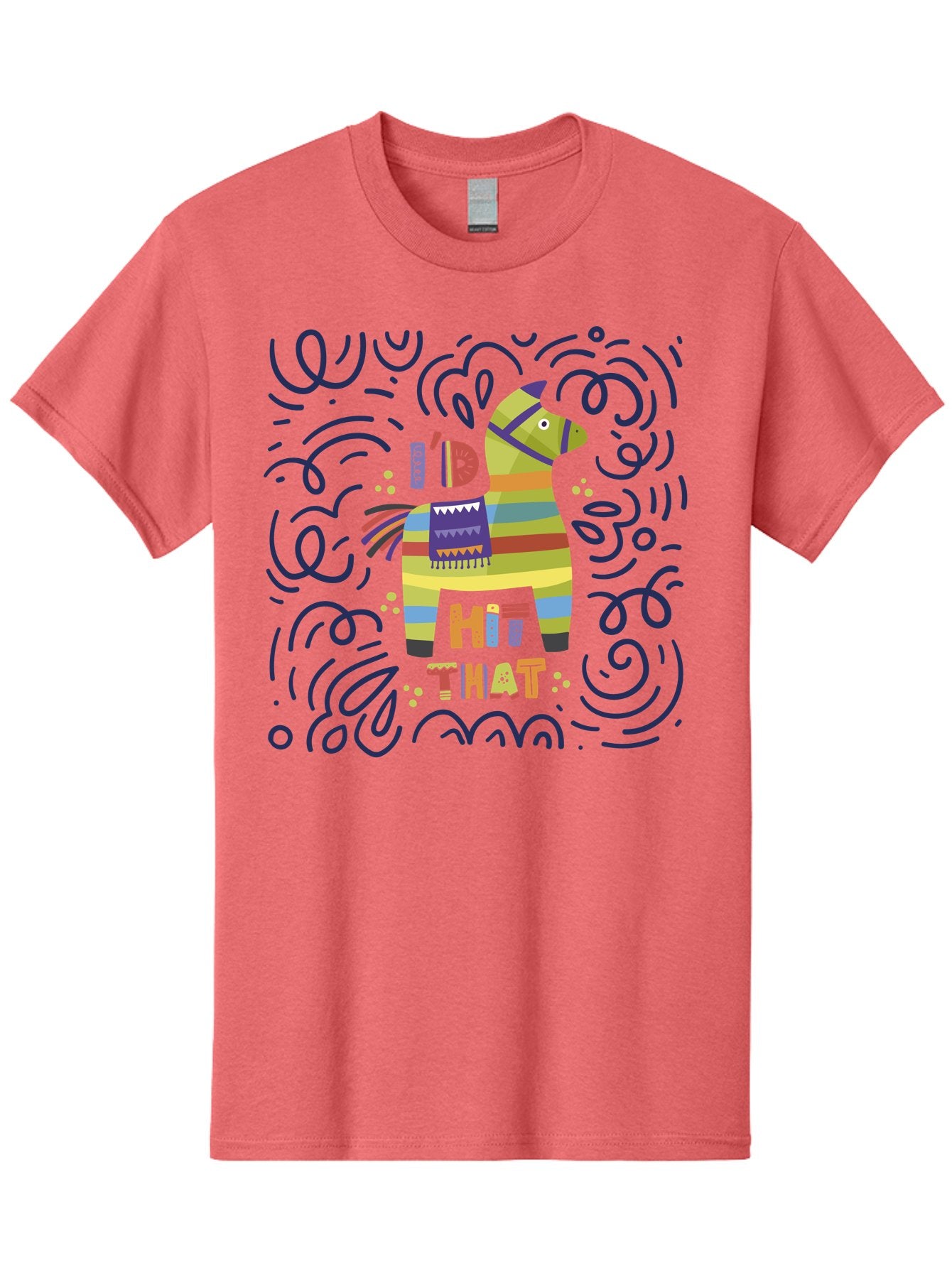 Hit-That-Pinata Men'S Graphic Tee, 100% Cotton, Comfortable Casual Summer Wear, Machine Washable, Colorful Piñata, Party Decoration, Festive Atmosphere, Vibrant Colors, Playful Design, Fiesta Theme, Celebration, Fun, Lively -  Aaa251 9