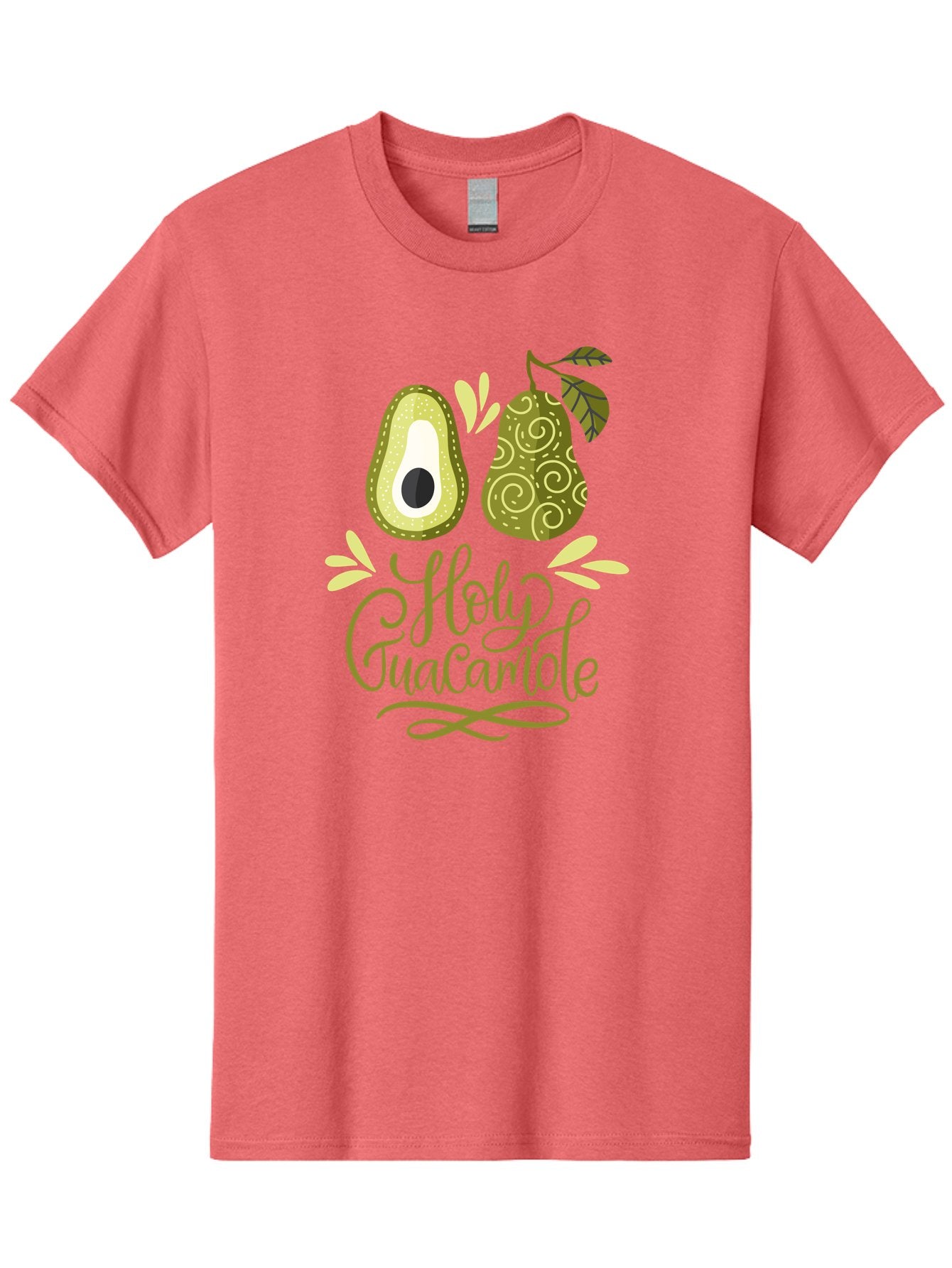 Holy-Guacamole Men'S Graphic Tee, 100% Cotton, Comfortable Casual Summer Wear, Machine Washable, Avocado Illustration, Guacamole Recipe, Healthy Eating, Food Art, Creative Typography, Decorative Leaves, Vibrant Colors, Culinary Design -  Aaa254 25