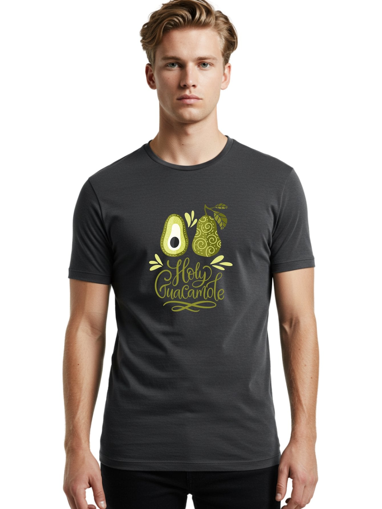 Holy-Guacamole Men'S Graphic Tee, 100% Cotton, Comfortable Casual Summer Wear, Machine Washable, Avocado Illustration, Guacamole Recipe, Healthy Eating, Food Art, Creative Typography, Decorative Leaves, Vibrant Colors, Culinary Design -  Aaa254 10