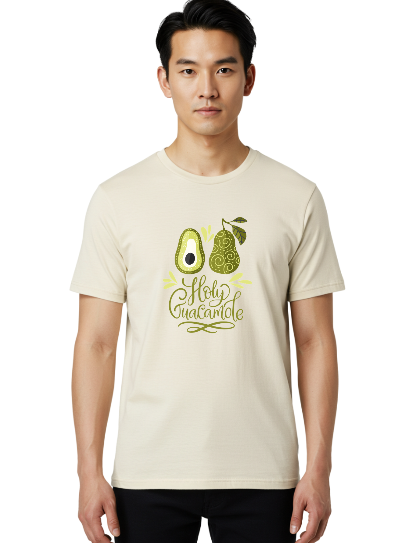 Holy-Guacamole Men'S Graphic Tee, 100% Cotton, Comfortable Casual Summer Wear, Machine Washable, Avocado Illustration, Guacamole Recipe, Healthy Eating, Food Art, Creative Typography, Decorative Leaves, Vibrant Colors, Culinary Design -  Aaa254 12