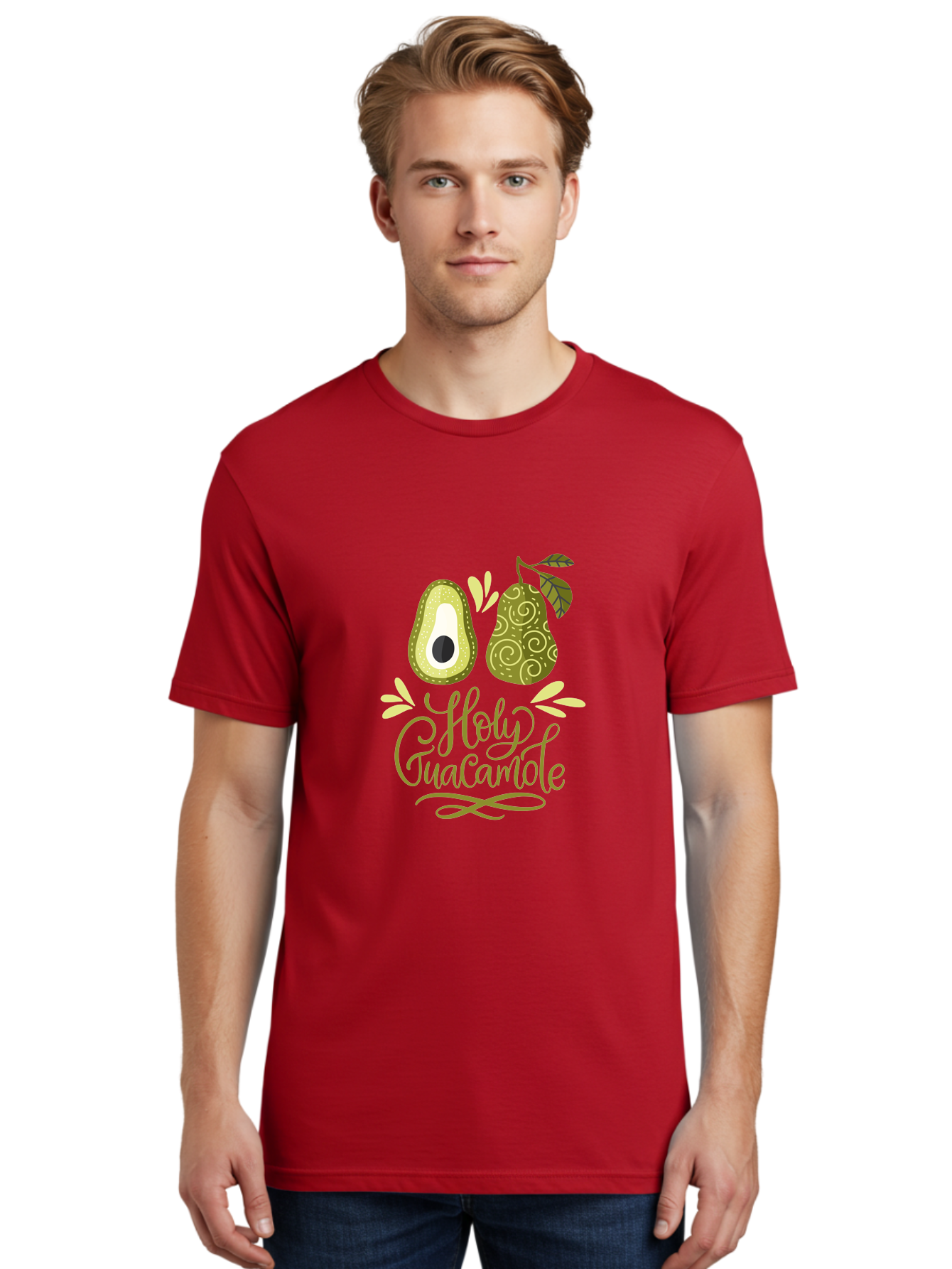 Holy-Guacamole Men'S Graphic Tee, 100% Cotton, Comfortable Casual Summer Wear, Machine Washable, Avocado Illustration, Guacamole Recipe, Healthy Eating, Food Art, Creative Typography, Decorative Leaves, Vibrant Colors, Culinary Design -  Aaa254 30