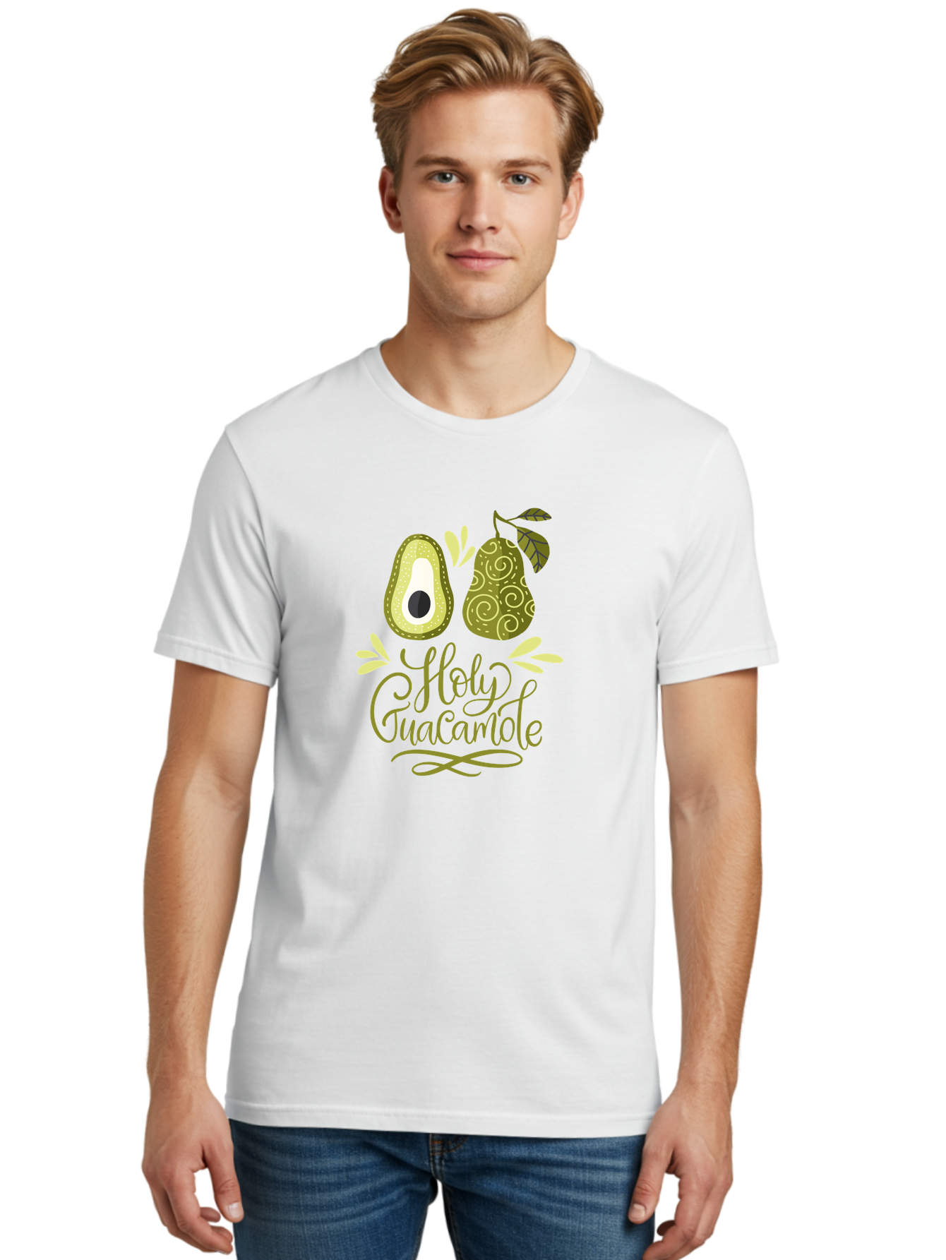 Holy-Guacamole Men'S Graphic Tee, 100% Cotton, Comfortable Casual Summer Wear, Machine Washable, Avocado Illustration, Guacamole Recipe, Healthy Eating, Food Art, Creative Typography, Decorative Leaves, Vibrant Colors, Culinary Design -  Aaa254 28