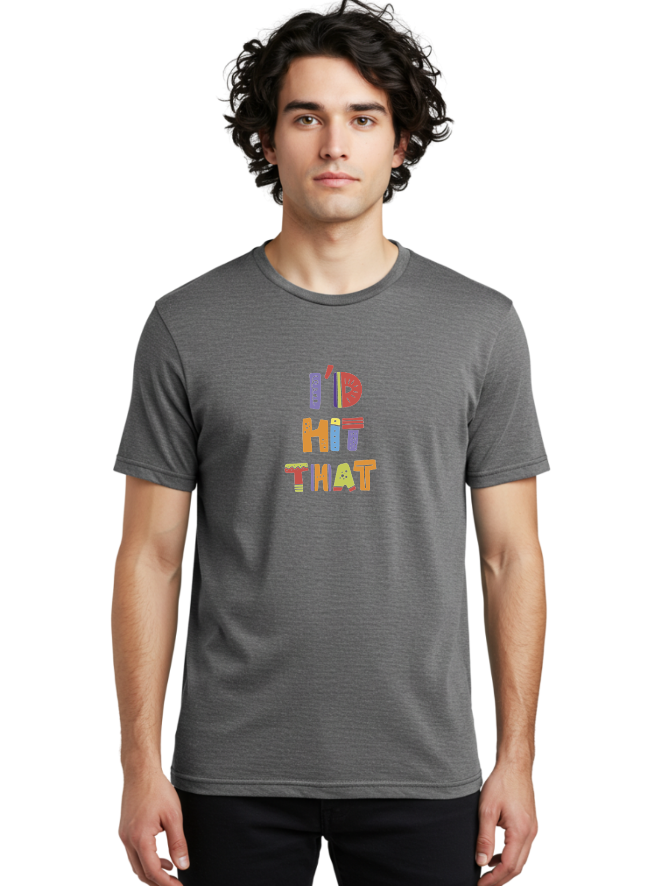 I-D-Hit-That-1 Men'S Graphic Tee, 100% Cotton, Comfortable Casual Summer Wear, Machine Washable, Colorful Lettering, Bold Typography, Funky Font, Playful Vibe, Quirky Humor, Multicolored Text, Eye-Catching Design -  Aaa256 6