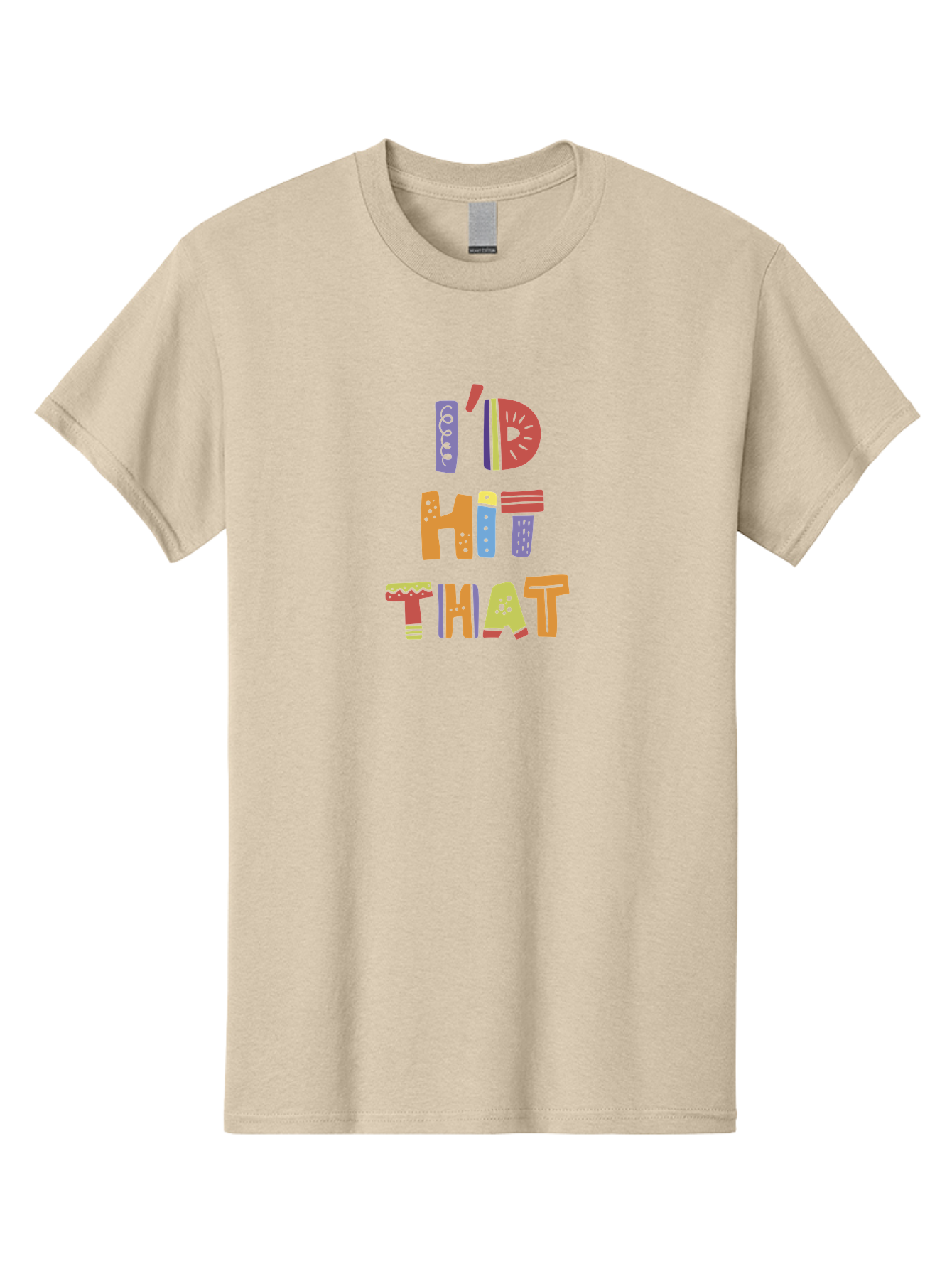 I-D-Hit-That-1 Men'S Graphic Tee, 100% Cotton, Comfortable Casual Summer Wear, Machine Washable, Colorful Lettering, Bold Typography, Funky Font, Playful Vibe, Quirky Humor, Multicolored Text, Eye-Catching Design -  Aaa256