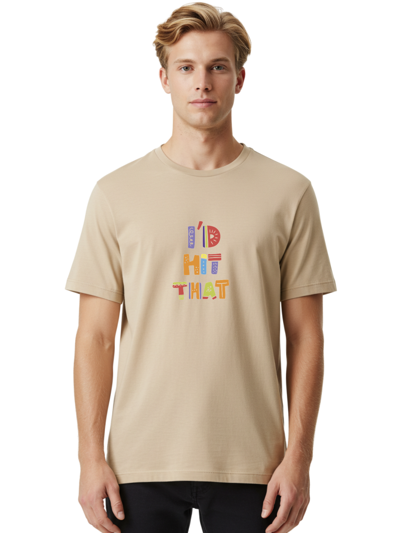 I-D-Hit-That-1 Men'S Graphic Tee, 100% Cotton, Comfortable Casual Summer Wear, Machine Washable, Colorful Lettering, Bold Typography, Funky Font, Playful Vibe, Quirky Humor, Multicolored Text, Eye-Catching Design -  Aaa256
