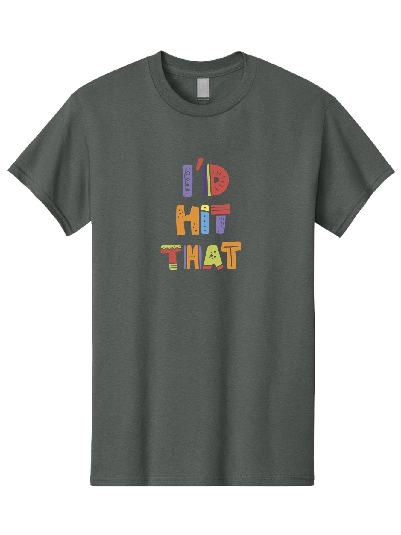 I-D-Hit-That Men'S Graphic Tee, 100% Cotton, Comfortable Casual Summer Wear, Machine Washable, Colorful Typography, Fun Phrases, Quirky Humor, Vibrant Colors, Eye-Catching Design, Playful Text, I'D Hit That -  Aaa257 17