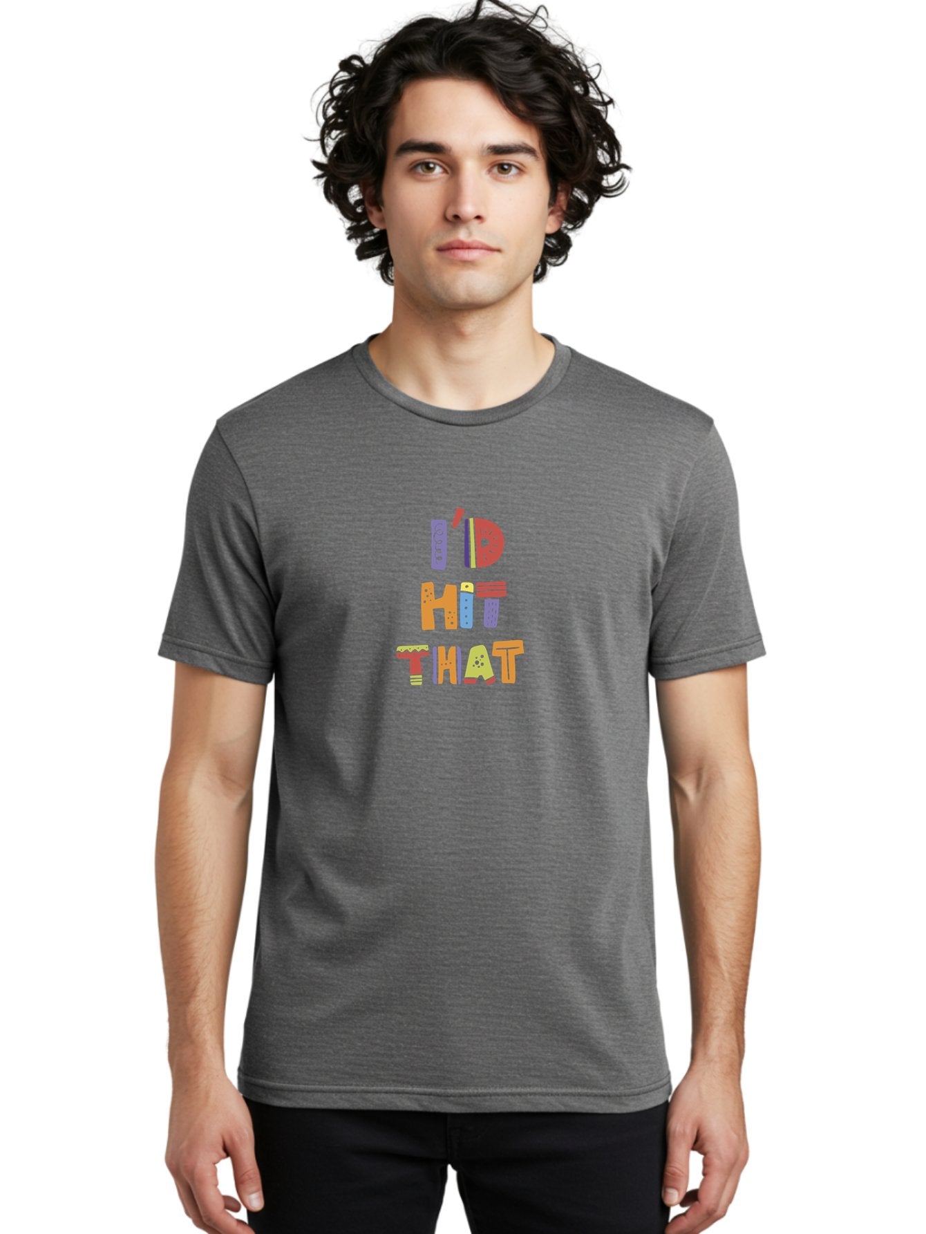 I-D-Hit-That Men'S Graphic Tee, 100% Cotton, Comfortable Casual Summer Wear, Machine Washable, Colorful Typography, Fun Phrases, Quirky Humor, Vibrant Colors, Eye-Catching Design, Playful Text, I'D Hit That -  Aaa257 22