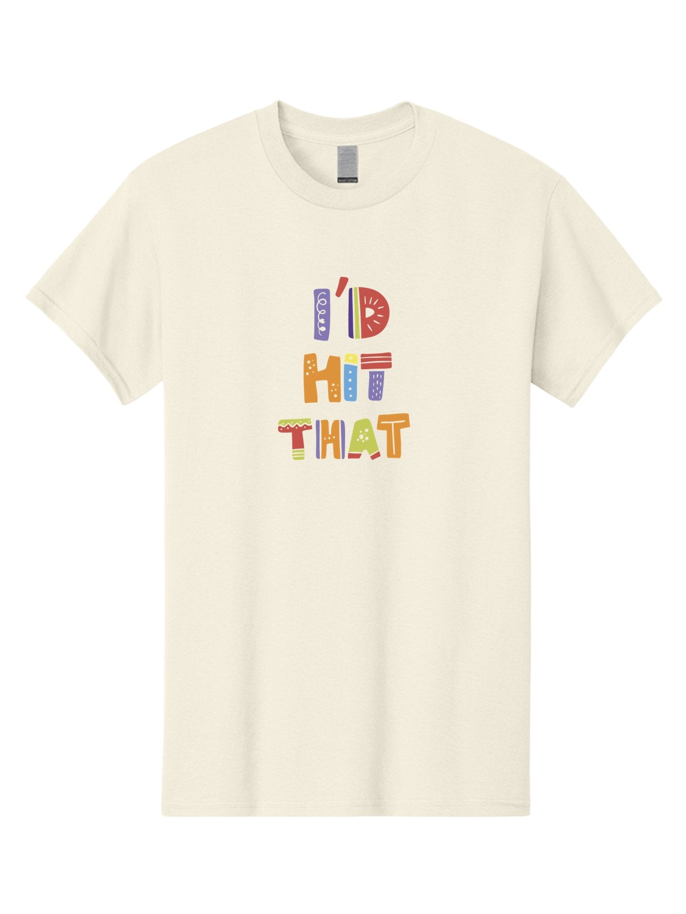 I-D-Hit-That Men'S Graphic Tee, 100% Cotton, Comfortable Casual Summer Wear, Machine Washable, Colorful Typography, Fun Phrases, Quirky Humor, Vibrant Colors, Eye-Catching Design, Playful Text, I'D Hit That -  Aaa257 5