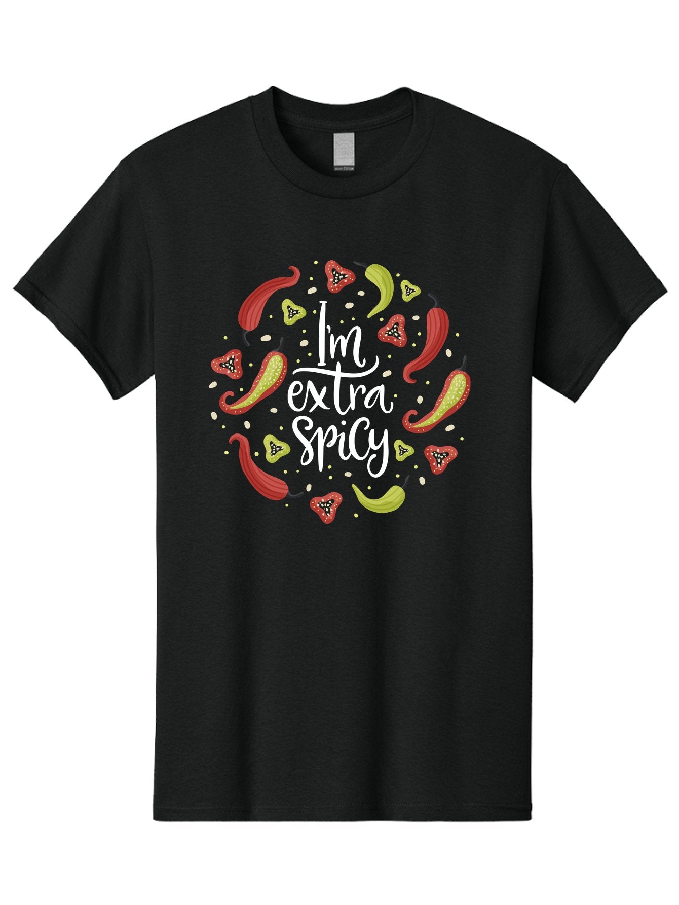I-M-Extra-Spicy-1 Men'S Graphic Tee, 100% Cotton, Comfortable Casual Summer Wear, Machine Washable, Spicy Food, Hot Peppers, Chili Peppers, Strawberries, Flavorful Cuisine, Bold Flavors, Spicy Personality, Fun Design -  Aaa258 11
