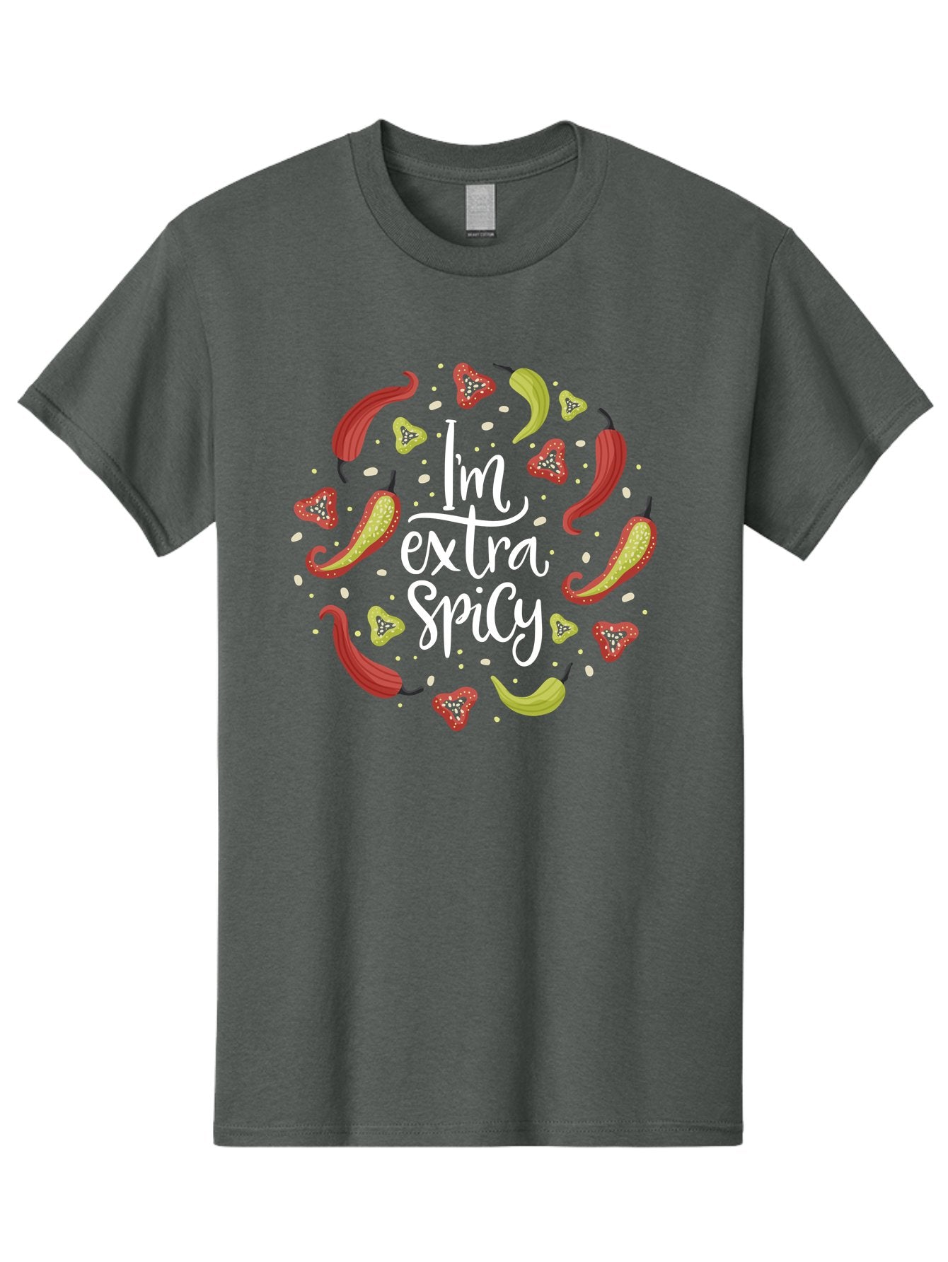 I-M-Extra-Spicy-1 Men'S Graphic Tee, 100% Cotton, Comfortable Casual Summer Wear, Machine Washable, Spicy Food, Hot Peppers, Chili Peppers, Strawberries, Flavorful Cuisine, Bold Flavors, Spicy Personality, Fun Design -  Aaa258 17
