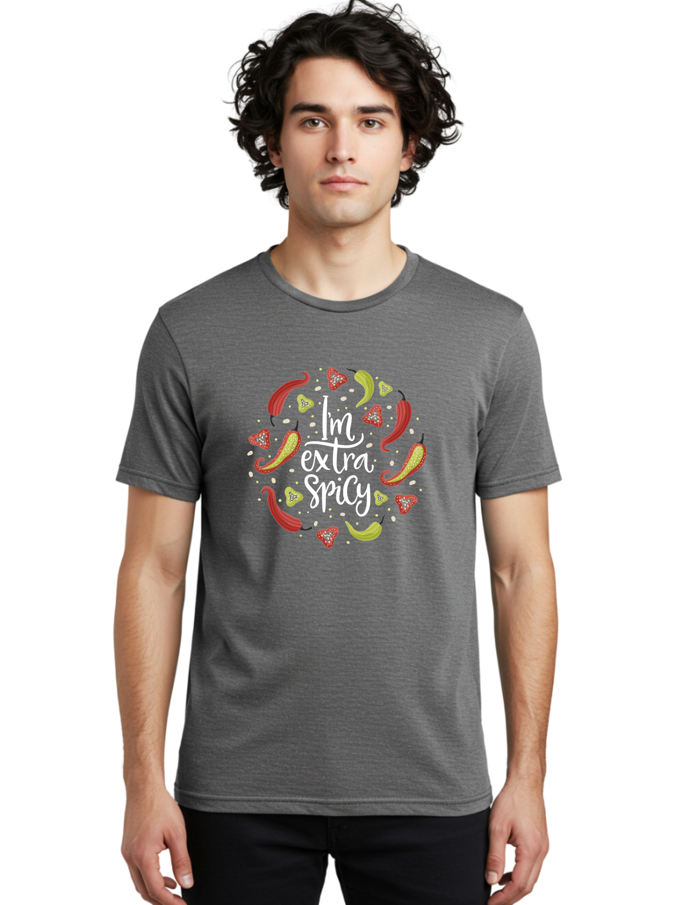 I-M-Extra-Spicy-1 Men'S Graphic Tee, 100% Cotton, Comfortable Casual Summer Wear, Machine Washable, Spicy Food, Hot Peppers, Chili Peppers, Strawberries, Flavorful Cuisine, Bold Flavors, Spicy Personality, Fun Design -  Aaa258