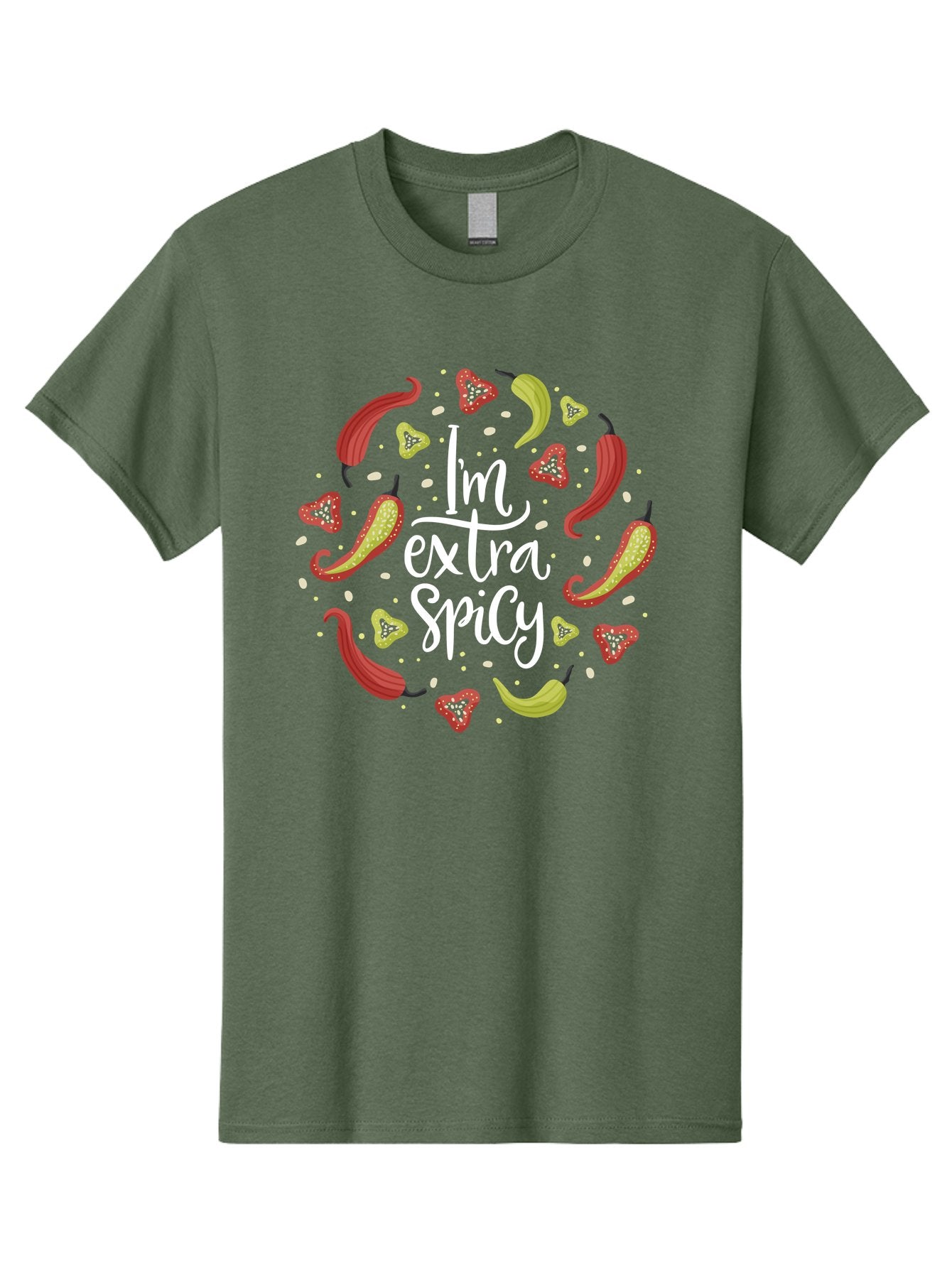 I-M-Extra-Spicy-1 Men'S Graphic Tee, 100% Cotton, Comfortable Casual Summer Wear, Machine Washable, Spicy Food, Hot Peppers, Chili Peppers, Strawberries, Flavorful Cuisine, Bold Flavors, Spicy Personality, Fun Design -  Aaa258 29