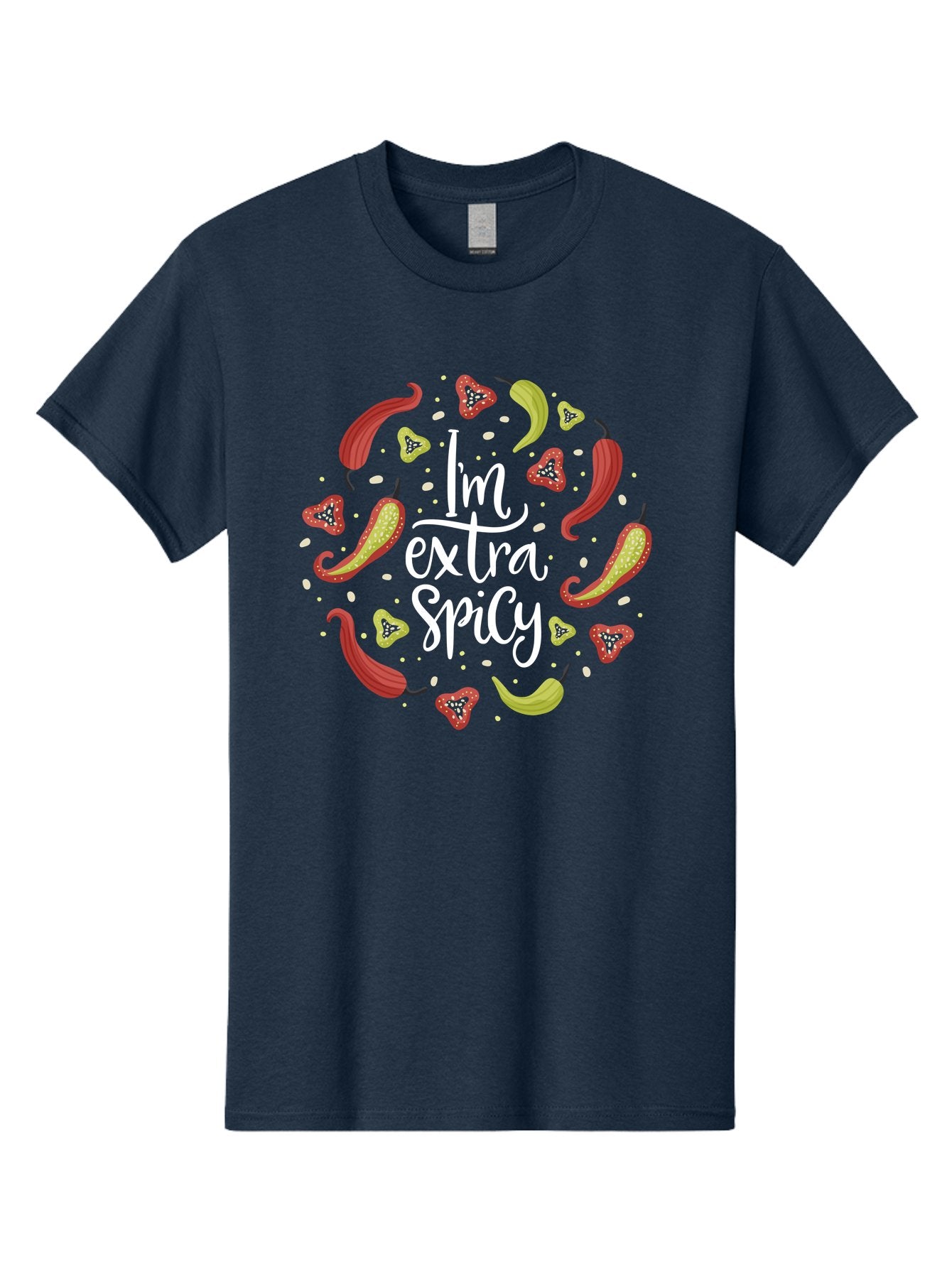 I-M-Extra-Spicy-1 Men'S Graphic Tee, 100% Cotton, Comfortable Casual Summer Wear, Machine Washable, Spicy Food, Hot Peppers, Chili Peppers, Strawberries, Flavorful Cuisine, Bold Flavors, Spicy Personality, Fun Design -  Aaa258 7