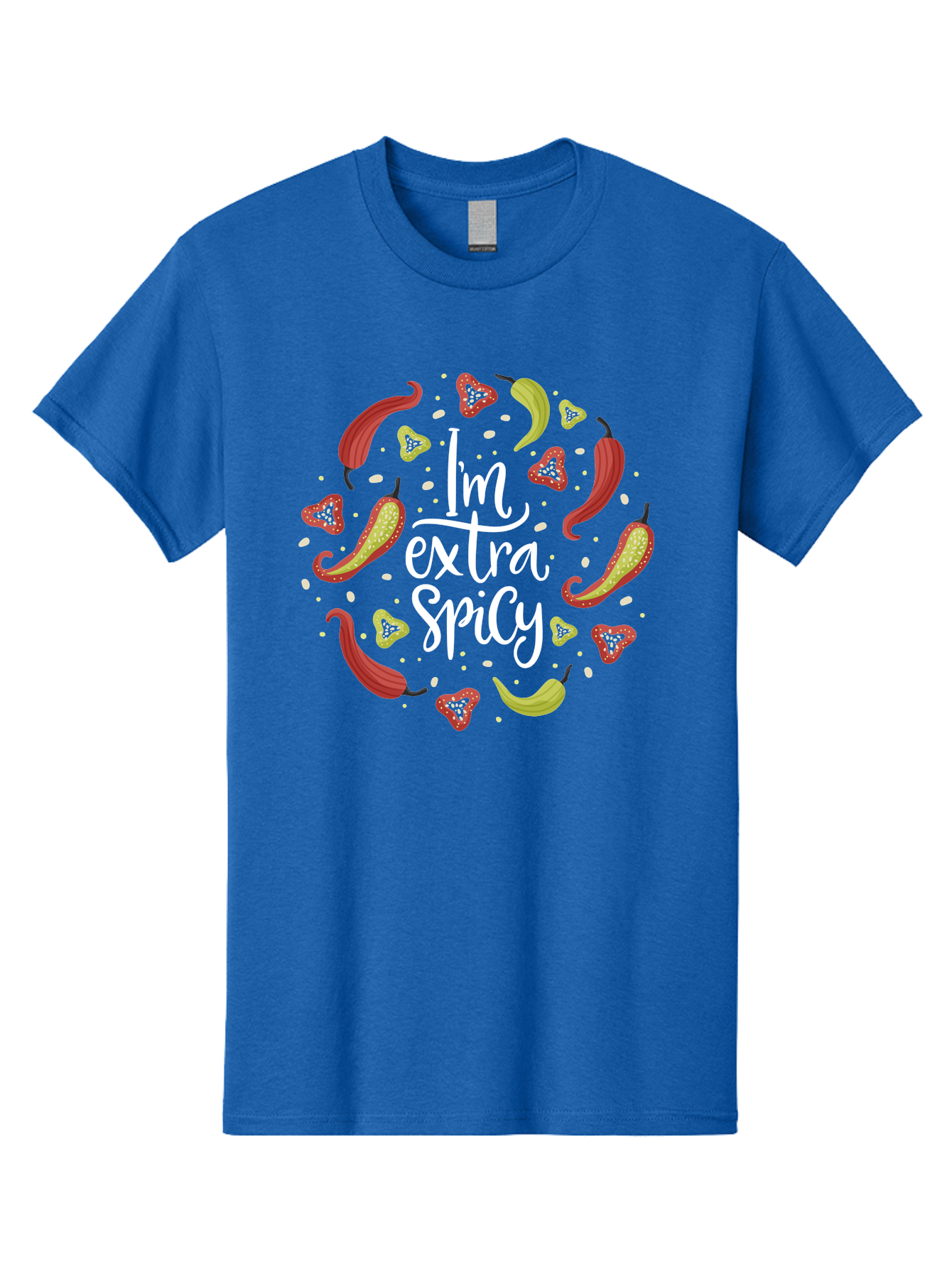 I-M-Extra-Spicy-1 Men'S Graphic Tee, 100% Cotton, Comfortable Casual Summer Wear, Machine Washable, Spicy Food, Hot Peppers, Chili Peppers, Strawberries, Flavorful Cuisine, Bold Flavors, Spicy Personality, Fun Design -  Aaa258 23