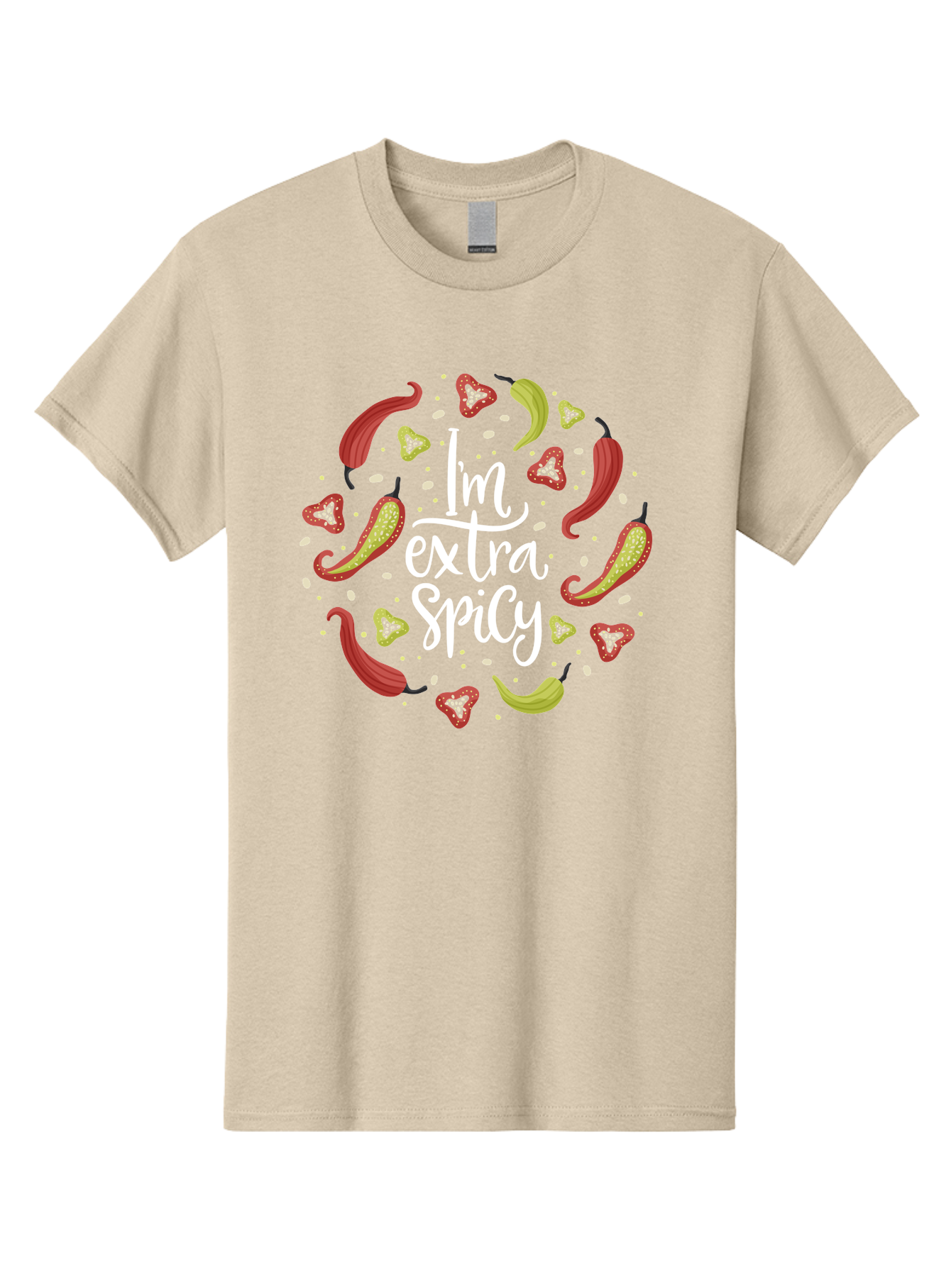 I-M-Extra-Spicy-1 Men'S Graphic Tee, 100% Cotton, Comfortable Casual Summer Wear, Machine Washable, Spicy Food, Hot Peppers, Chili Peppers, Strawberries, Flavorful Cuisine, Bold Flavors, Spicy Personality, Fun Design -  Aaa258 3