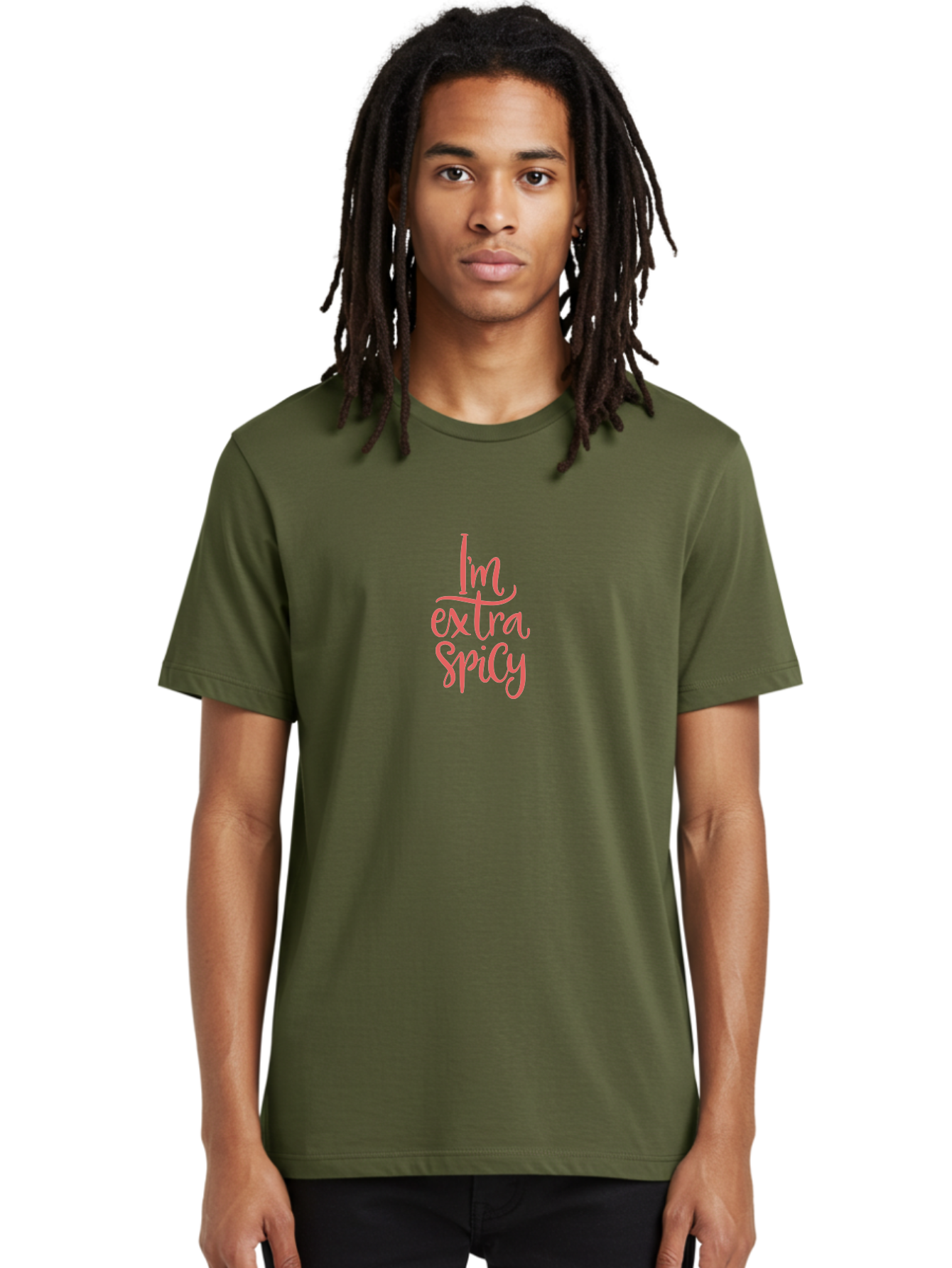 I-M-Extra-Spicy-2 Men'S Graphic Tee, 100% Cotton, Comfortable Casual Summer Wear, Machine Washable, Fun Phrase, Quirky Quote, Pink Text, Funny Saying, Sassy Statement, Bold Typography, Motivational Phrase, Attitude Adjustment -  Aaa259