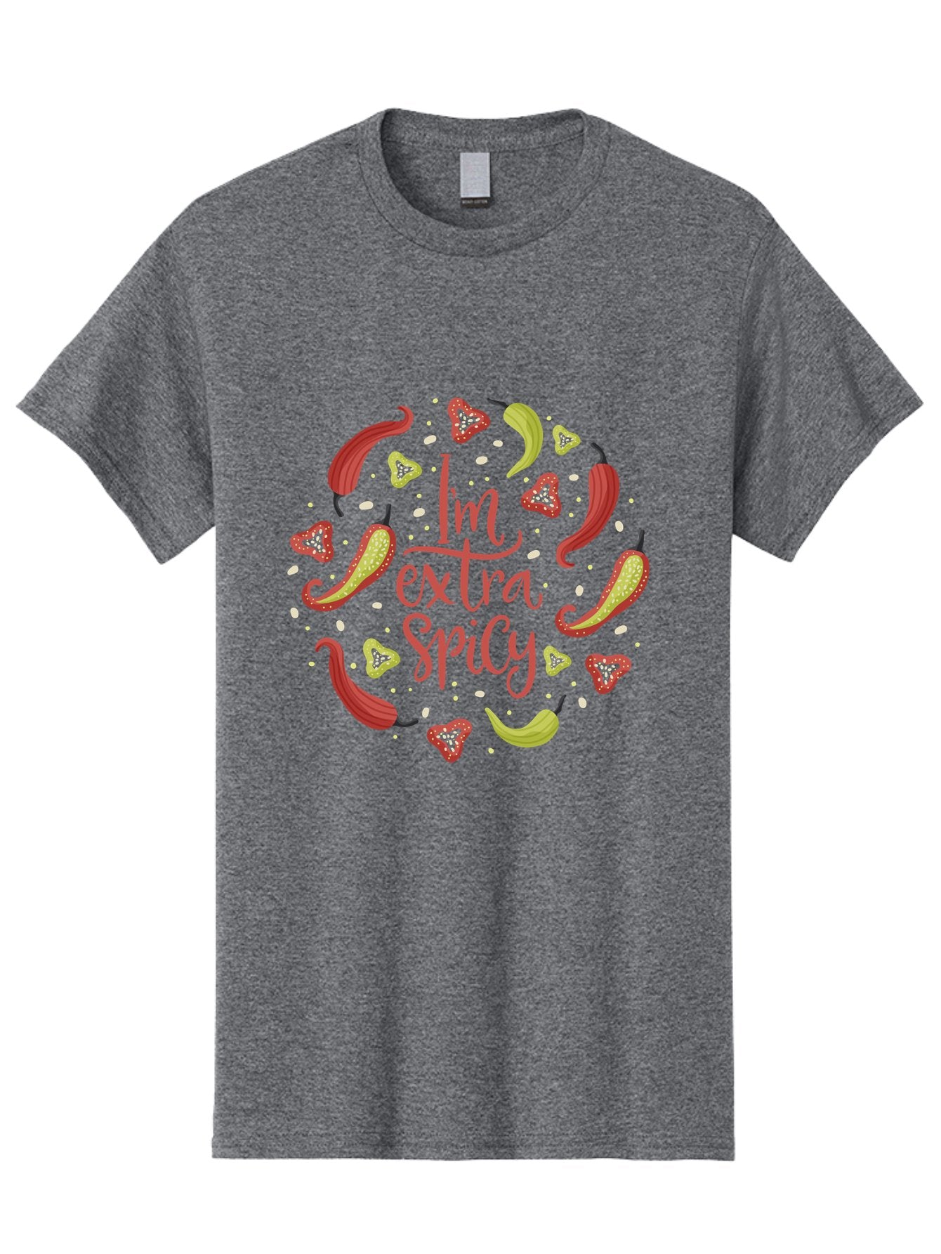 I-M-Extra-Spicy Men'S Graphic Tee, 100% Cotton, Comfortable Casual Summer Wear, Machine Washable, I'M Extra Spicy, Chilli Peppers, Strawberries, Spicy Food, Hot Sauce, Bold Flavors, Vibrant Colors, Playful Design, Quirky Typography, -  Aaa261 13