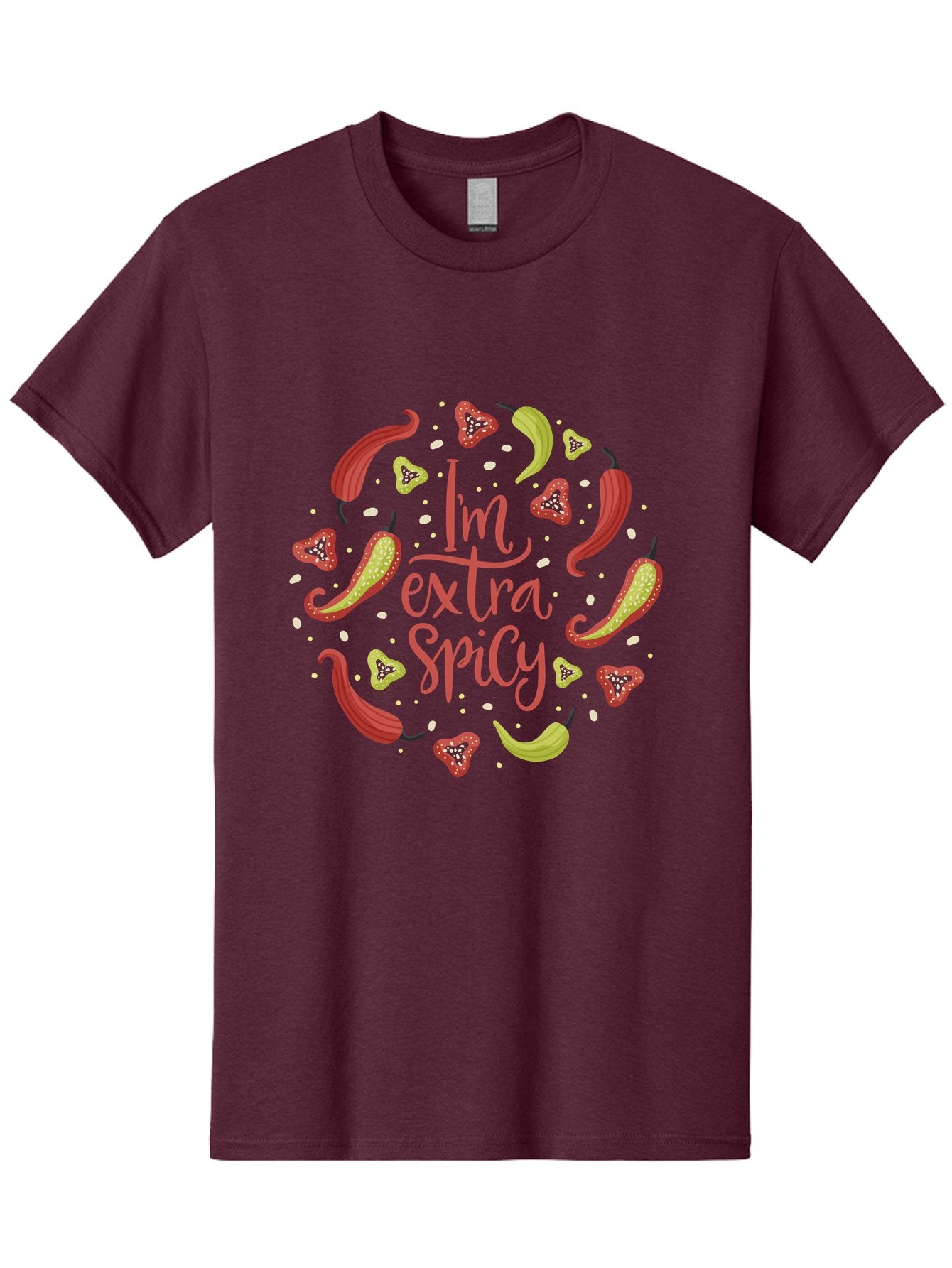 I-M-Extra-Spicy Men'S Graphic Tee, 100% Cotton, Comfortable Casual Summer Wear, Machine Washable, I'M Extra Spicy, Chilli Peppers, Strawberries, Spicy Food, Hot Sauce, Bold Flavors, Vibrant Colors, Playful Design, Quirky Typography, -  Aaa261 23