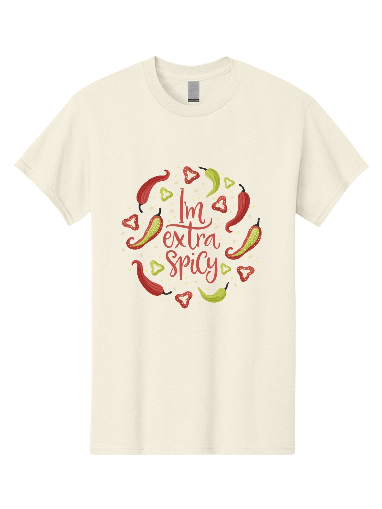 I-M-Extra-Spicy Men'S Graphic Tee, 100% Cotton, Comfortable Casual Summer Wear, Machine Washable, I'M Extra Spicy, Chilli Peppers, Strawberries, Spicy Food, Hot Sauce, Bold Flavors, Vibrant Colors, Playful Design, Quirky Typography, -  Aaa261 7